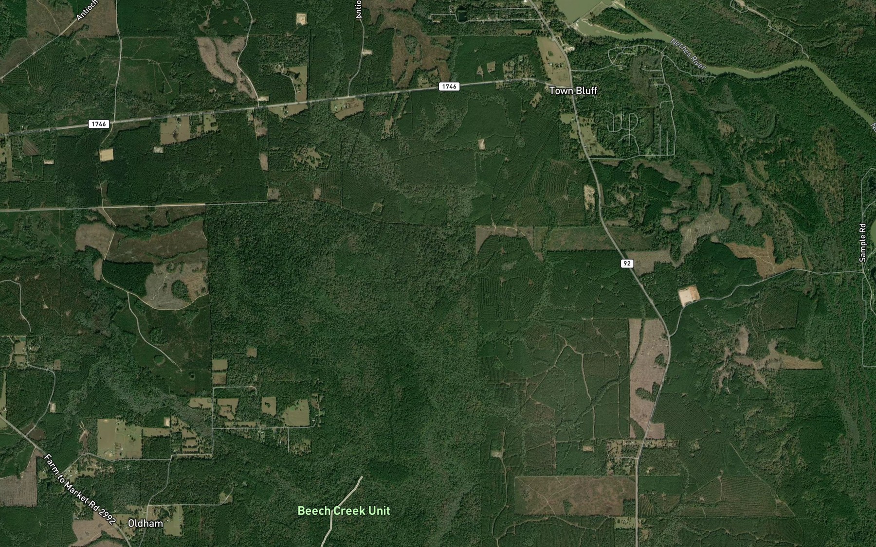 Satellite map of the Tuckers Branch