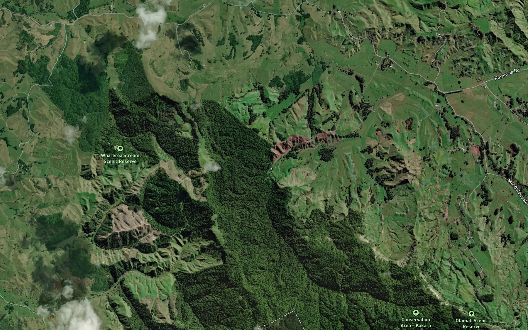 Satellite map of the Opokonui Stream