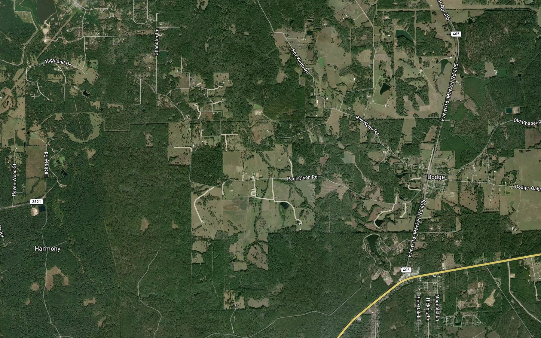Satellite map of the Robins Creek