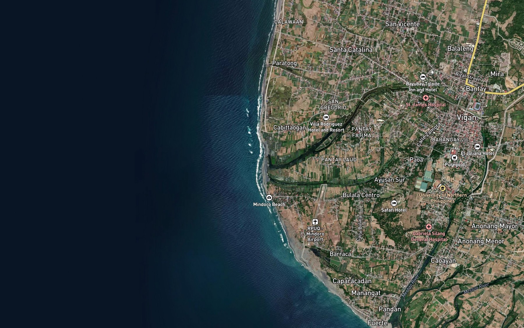 Satellite map of the Vigan River