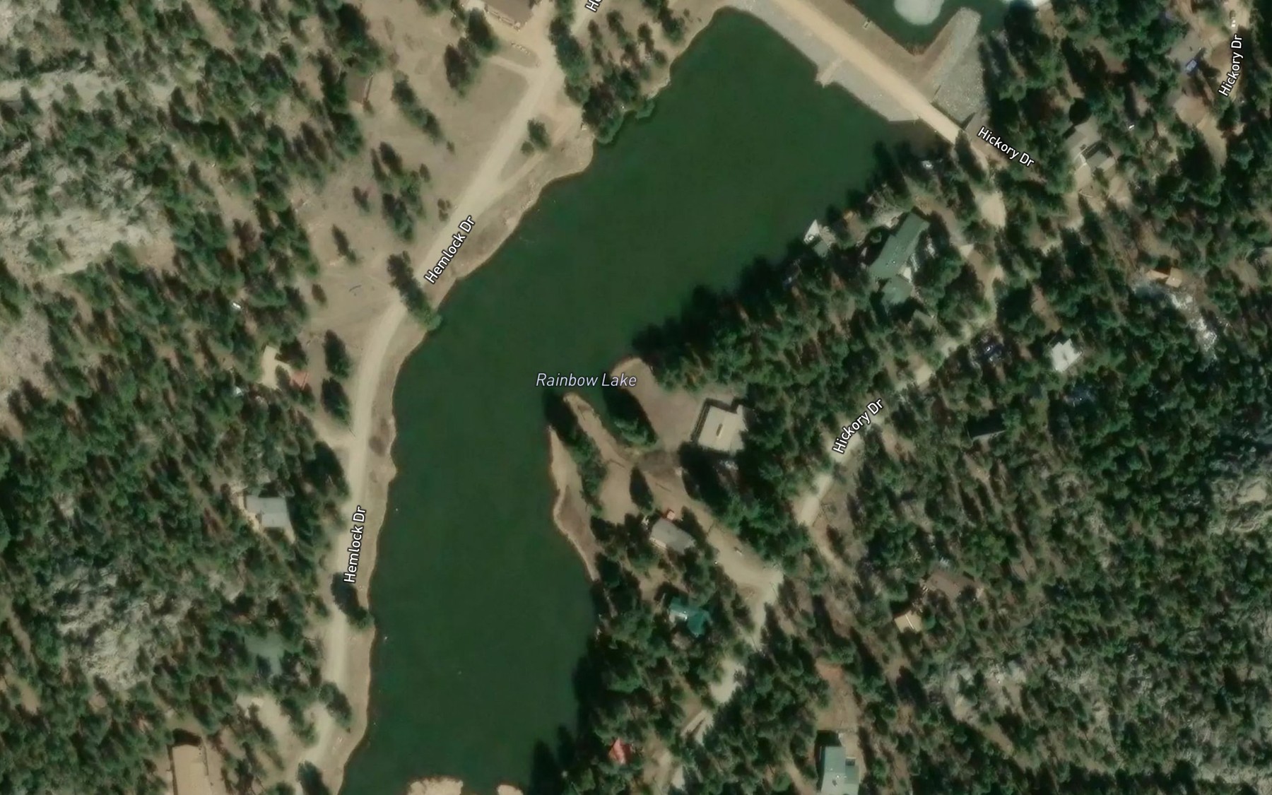 Satellite map of the Rainbow Lake