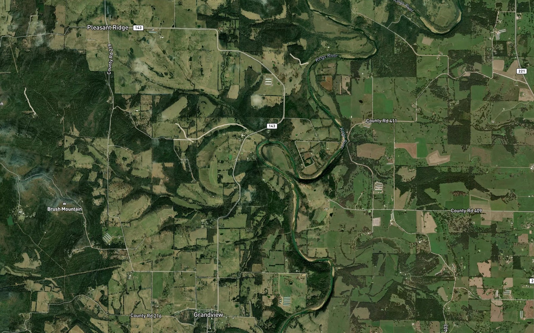 Satellite map of the Brush Creek