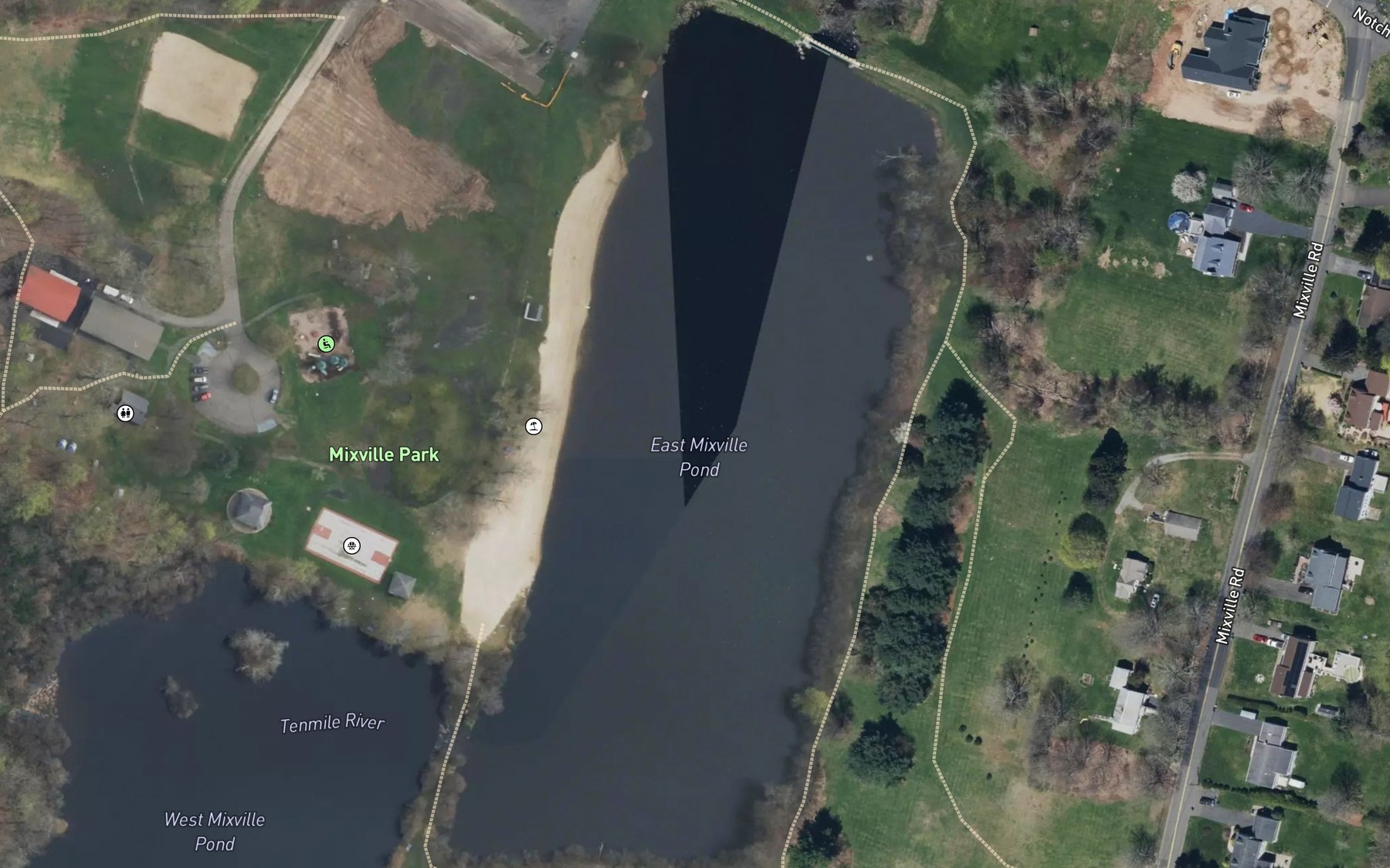 Satellite map of the Mixville Pond