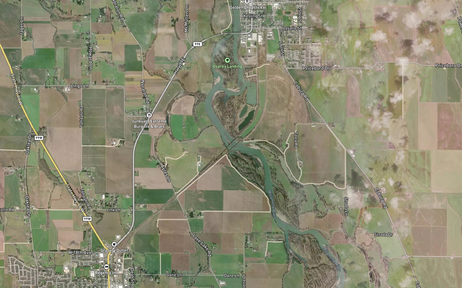 Satellite map of the Curtis Slough