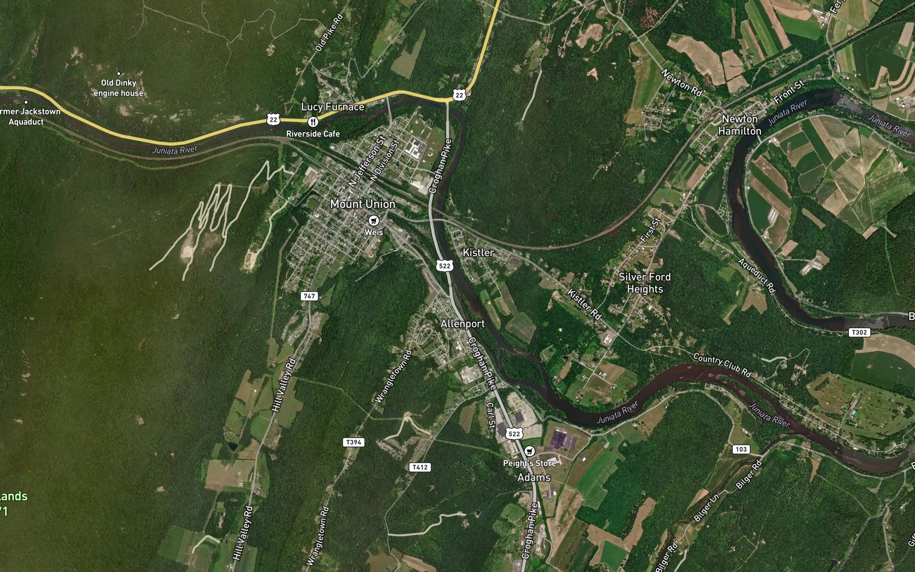 Satellite map of the Hill Valley Creek