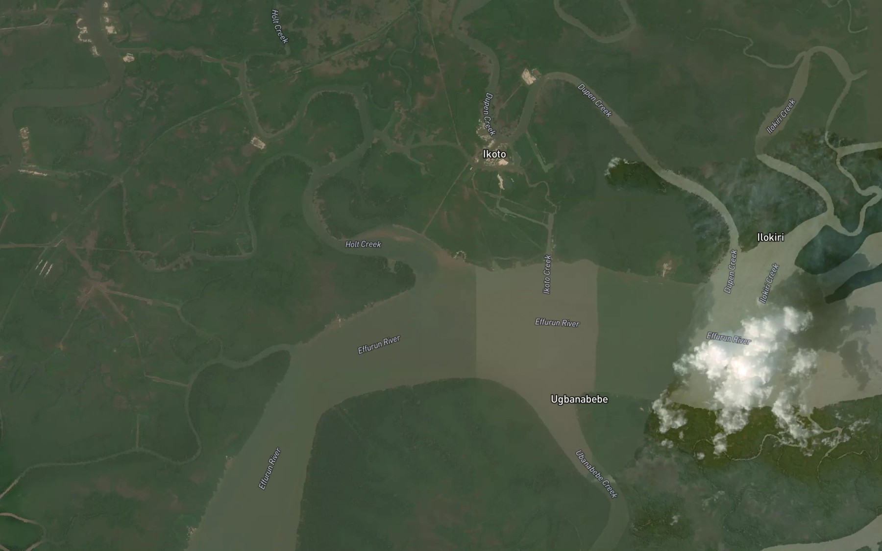 Satellite map of the Ikoto Creek