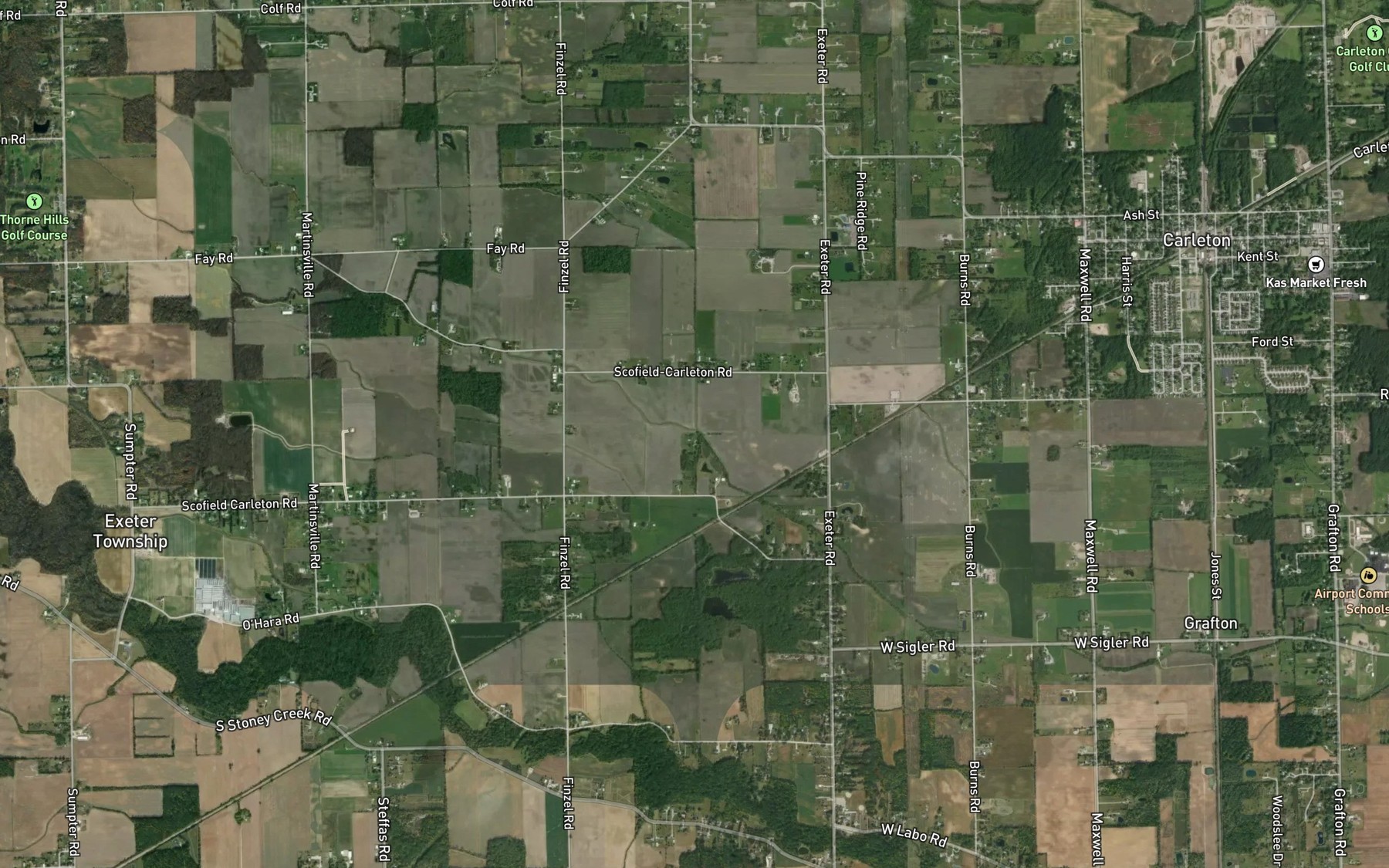 Satellite map of the Horen Drain