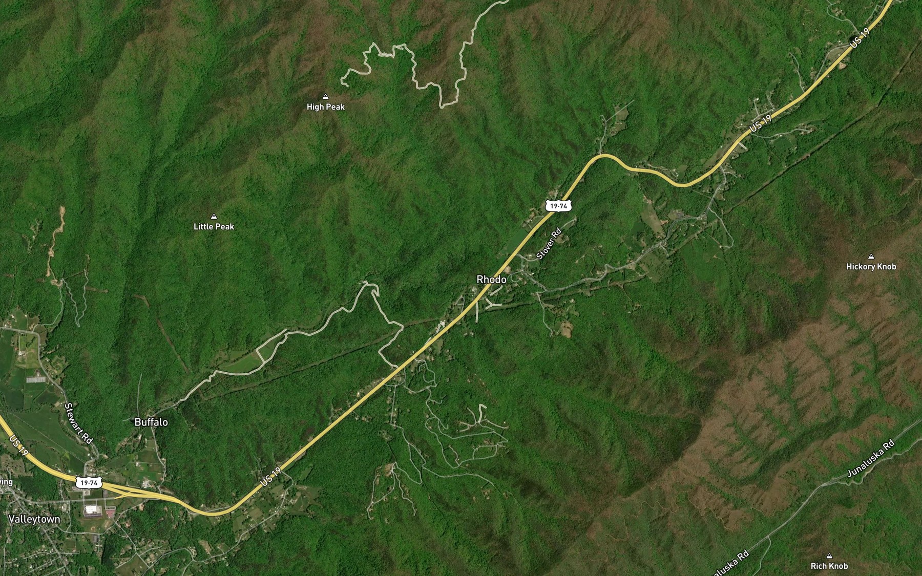 Satellite map of the Granny Squirrel Branch