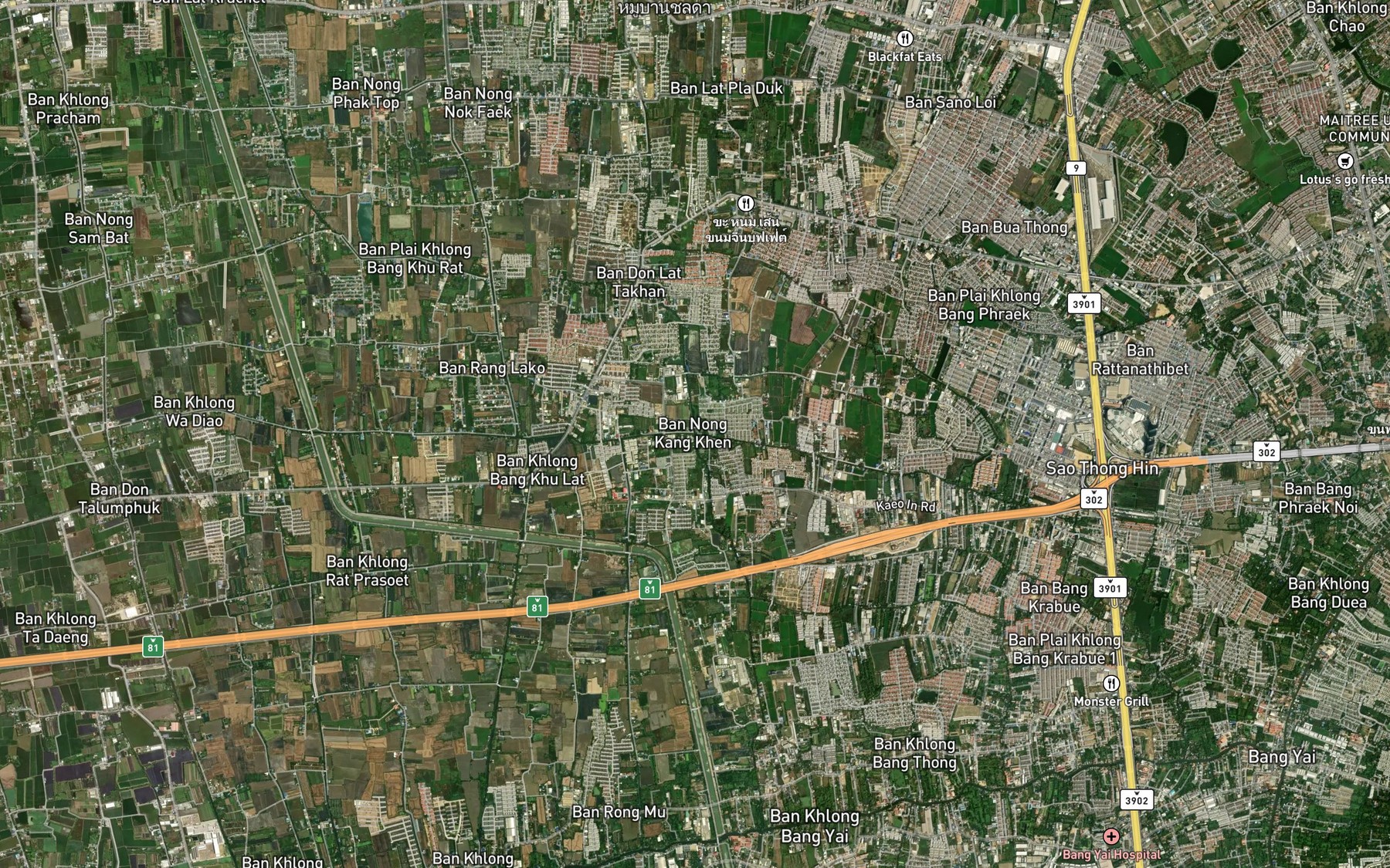 Satellite map of the Khlong Khue Lat