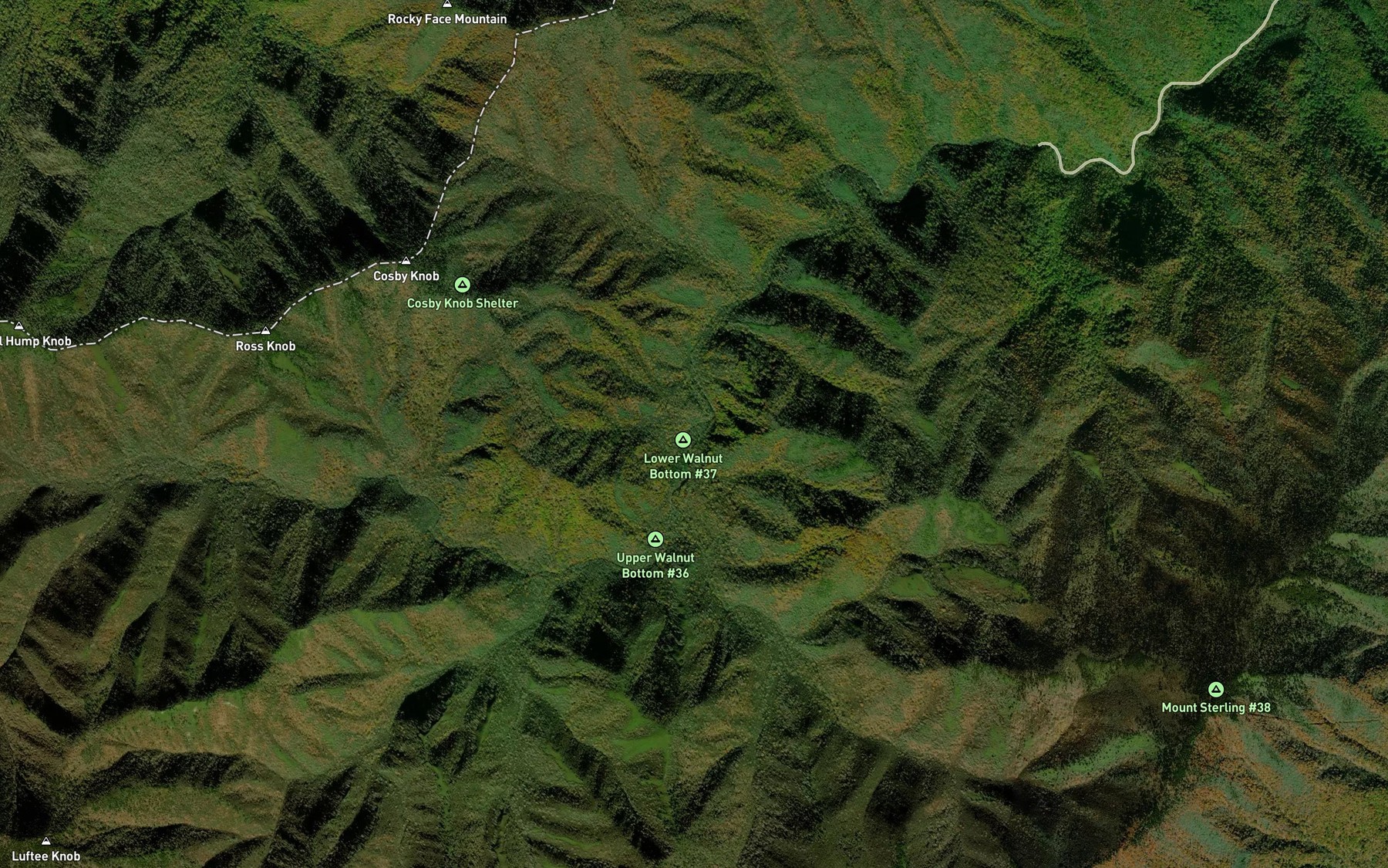Satellite map of the Chestnut Cove Creek