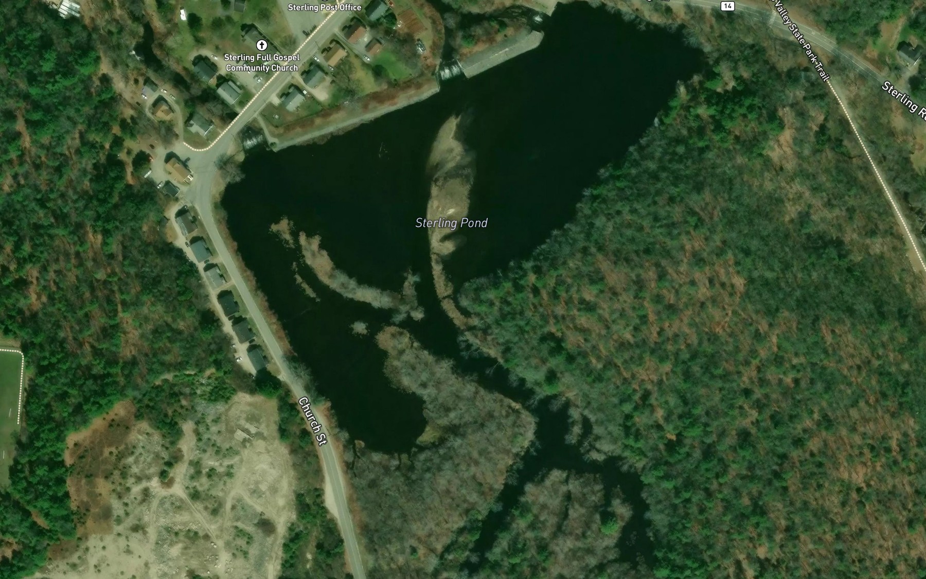 Satellite map of the Sterling Pond