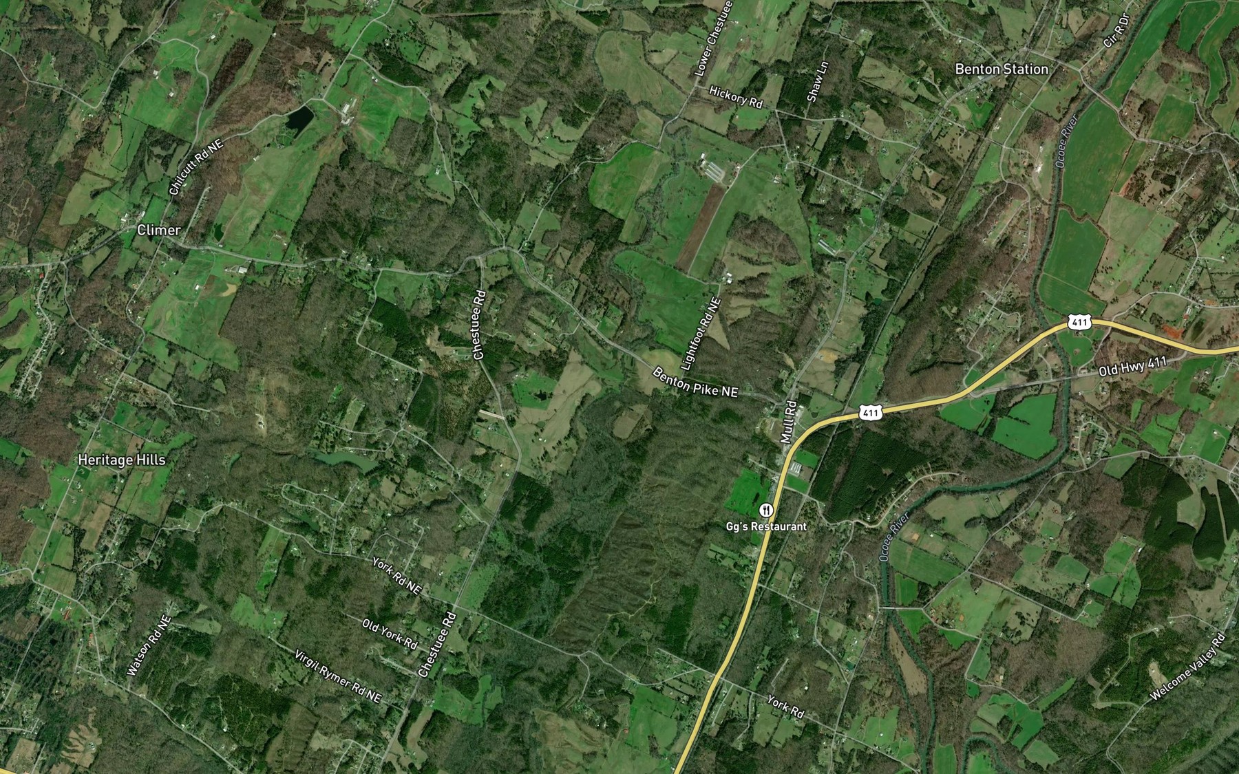 Satellite map of the Climer Branch