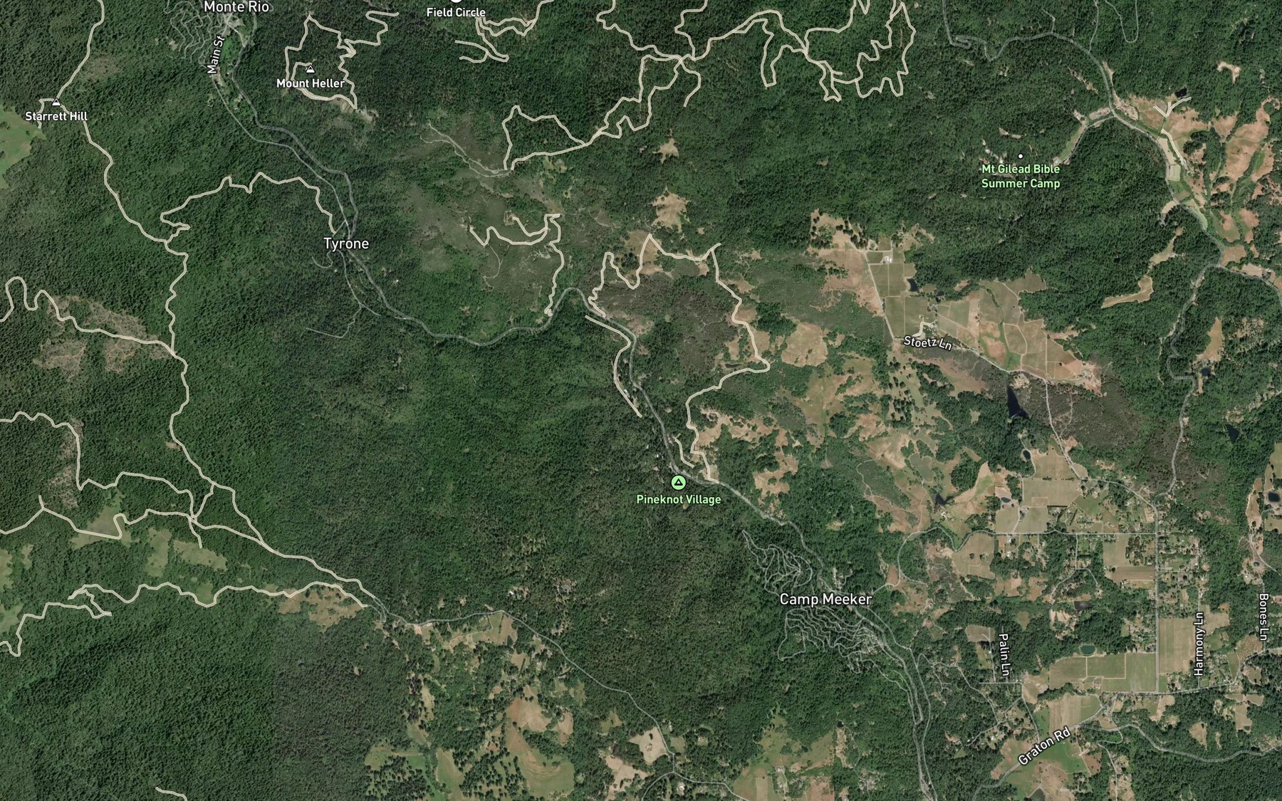 Satellite map of the Grab Creek