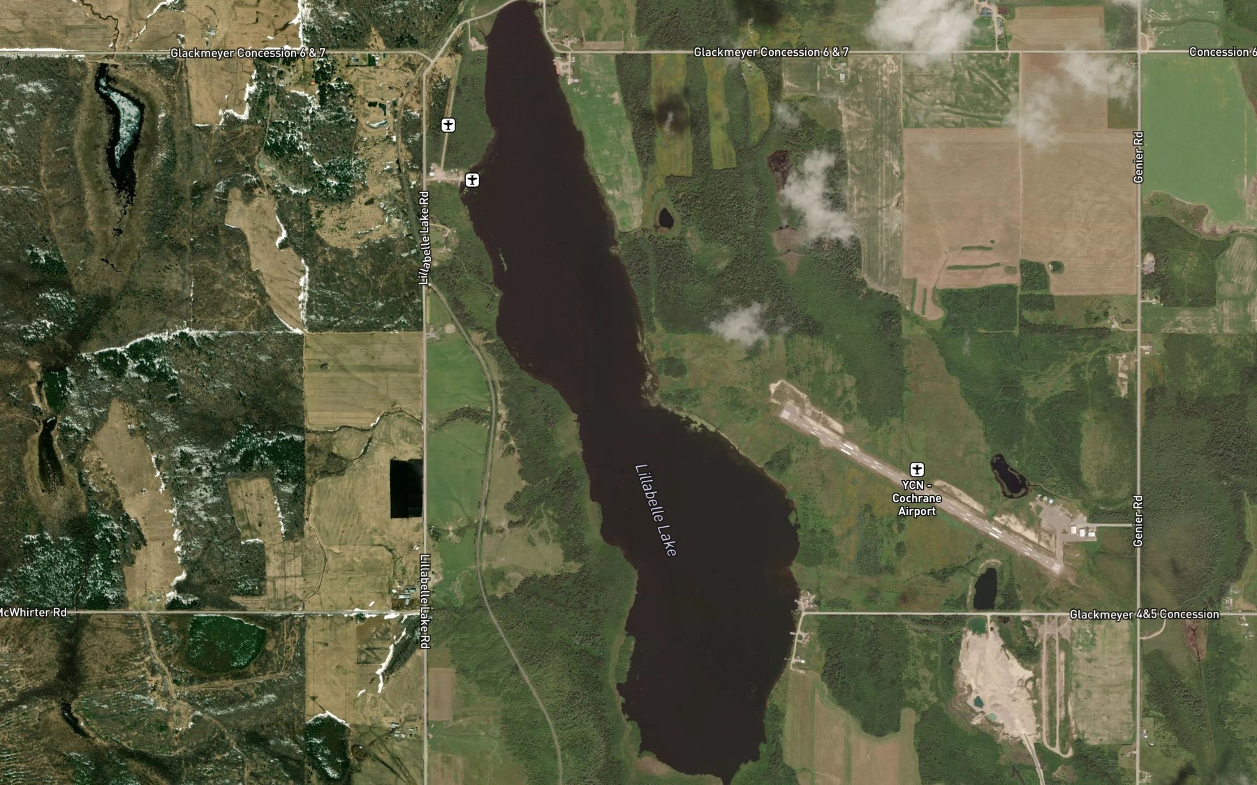 Satellite map of the Lillabelle Lake