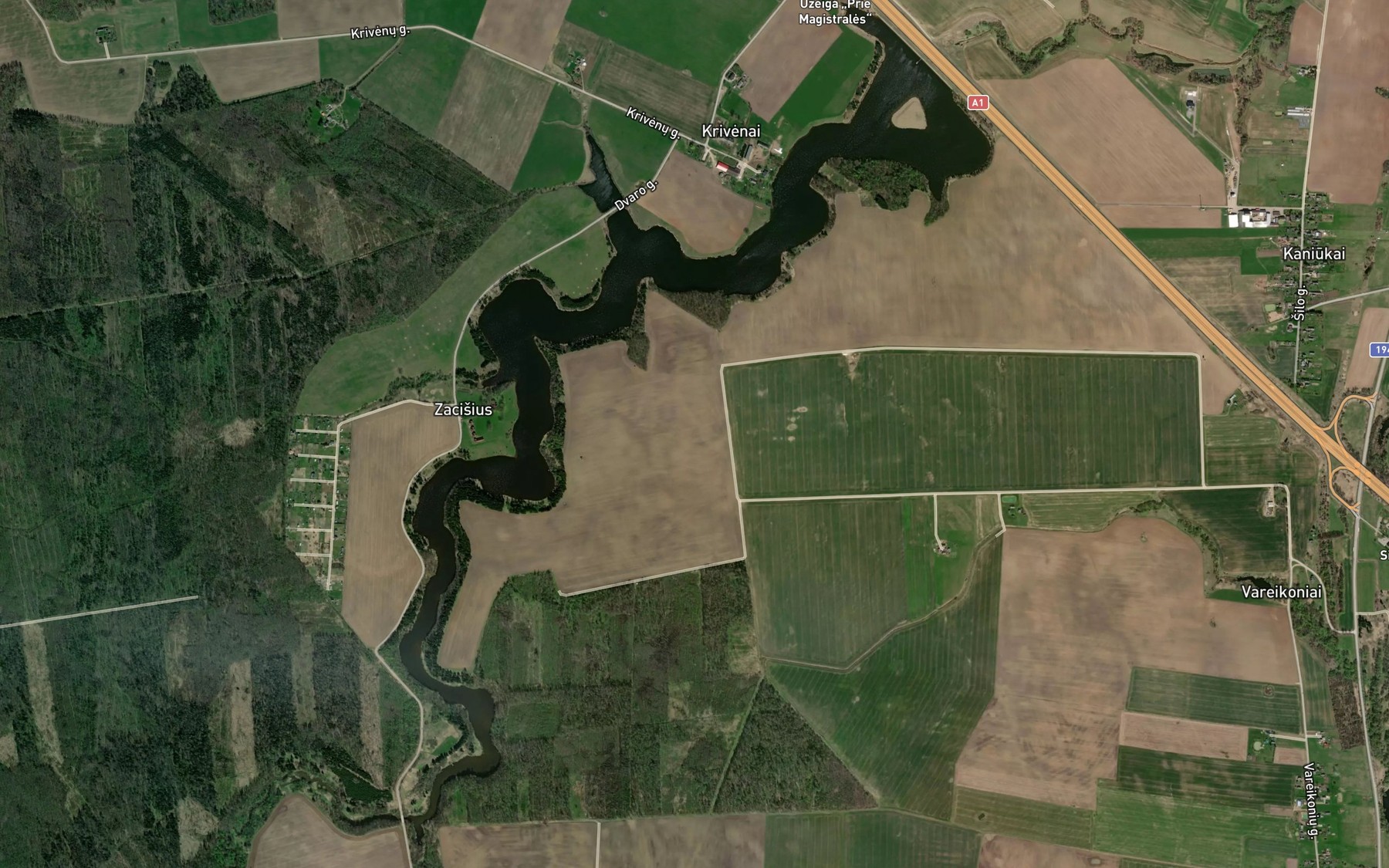 Satellite map of the Krivenu Tvenkinys