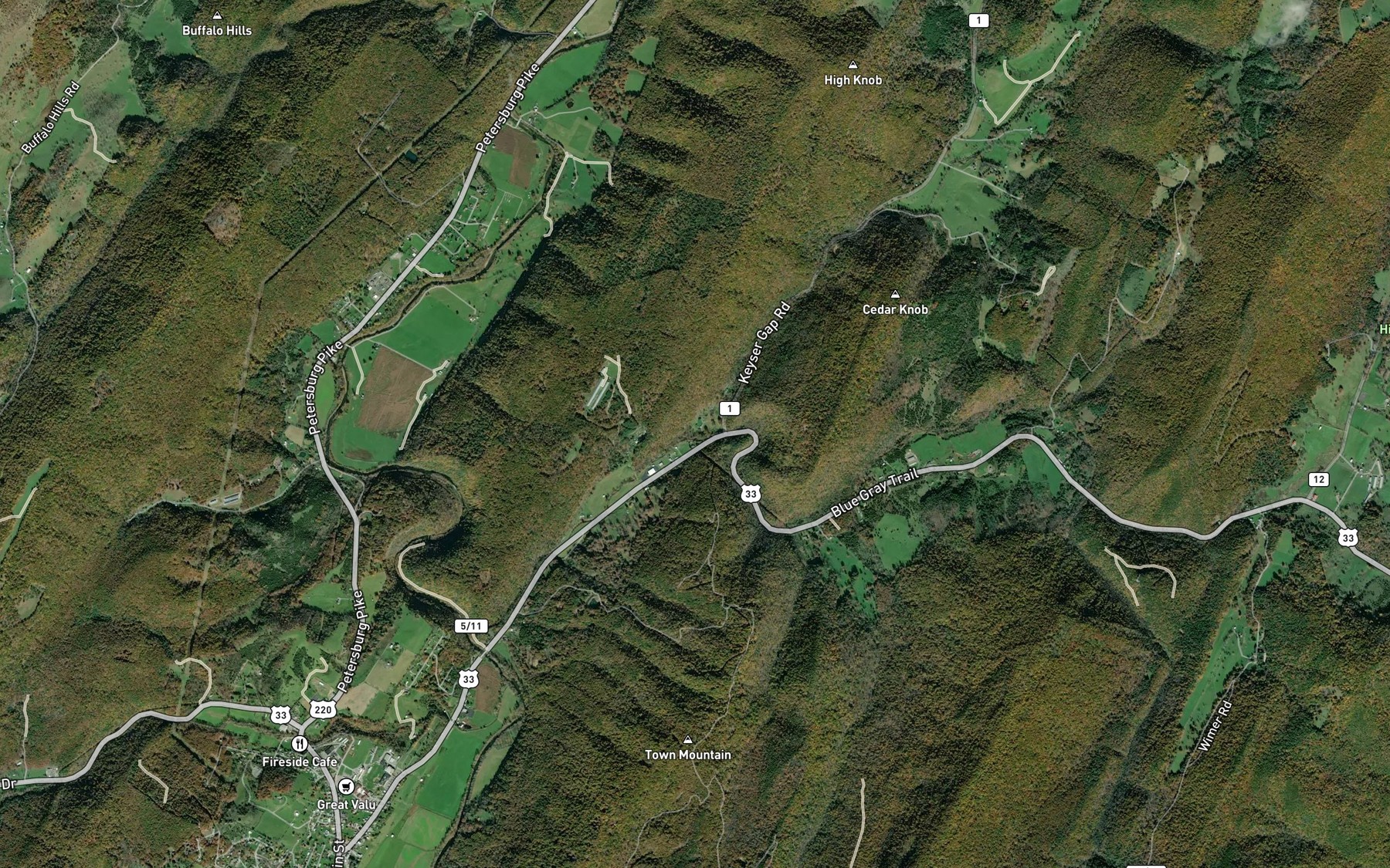 Satellite map of the Dry Run
