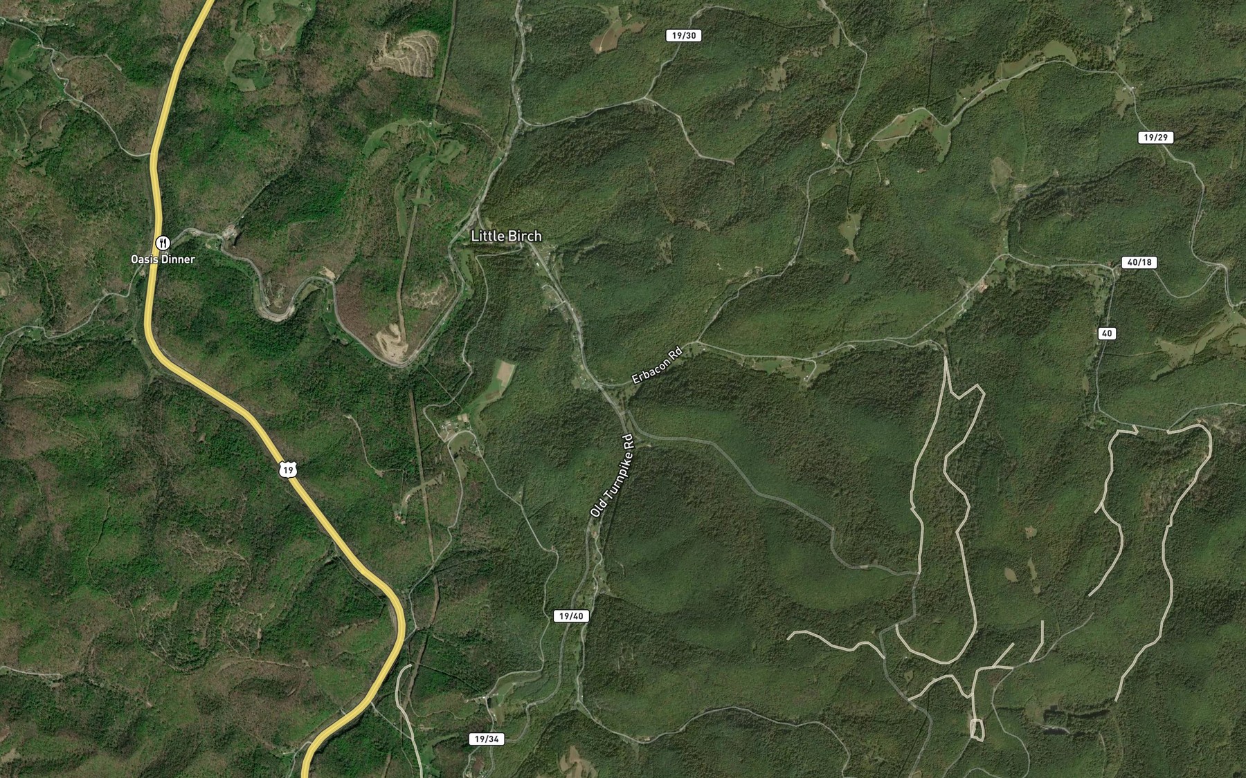 Satellite map of the Carpenter Fork