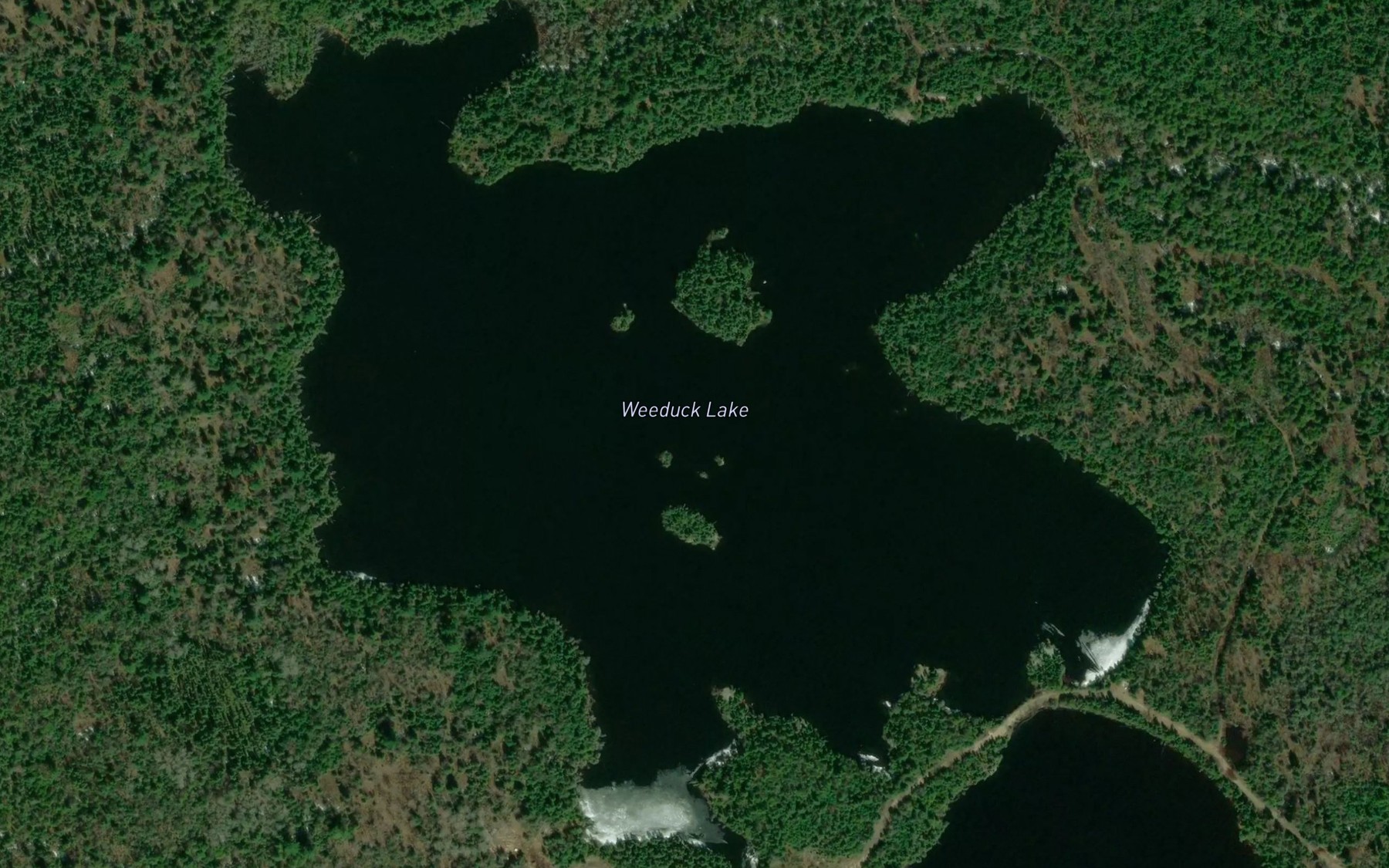 Satellite map of the Weeduck Lake