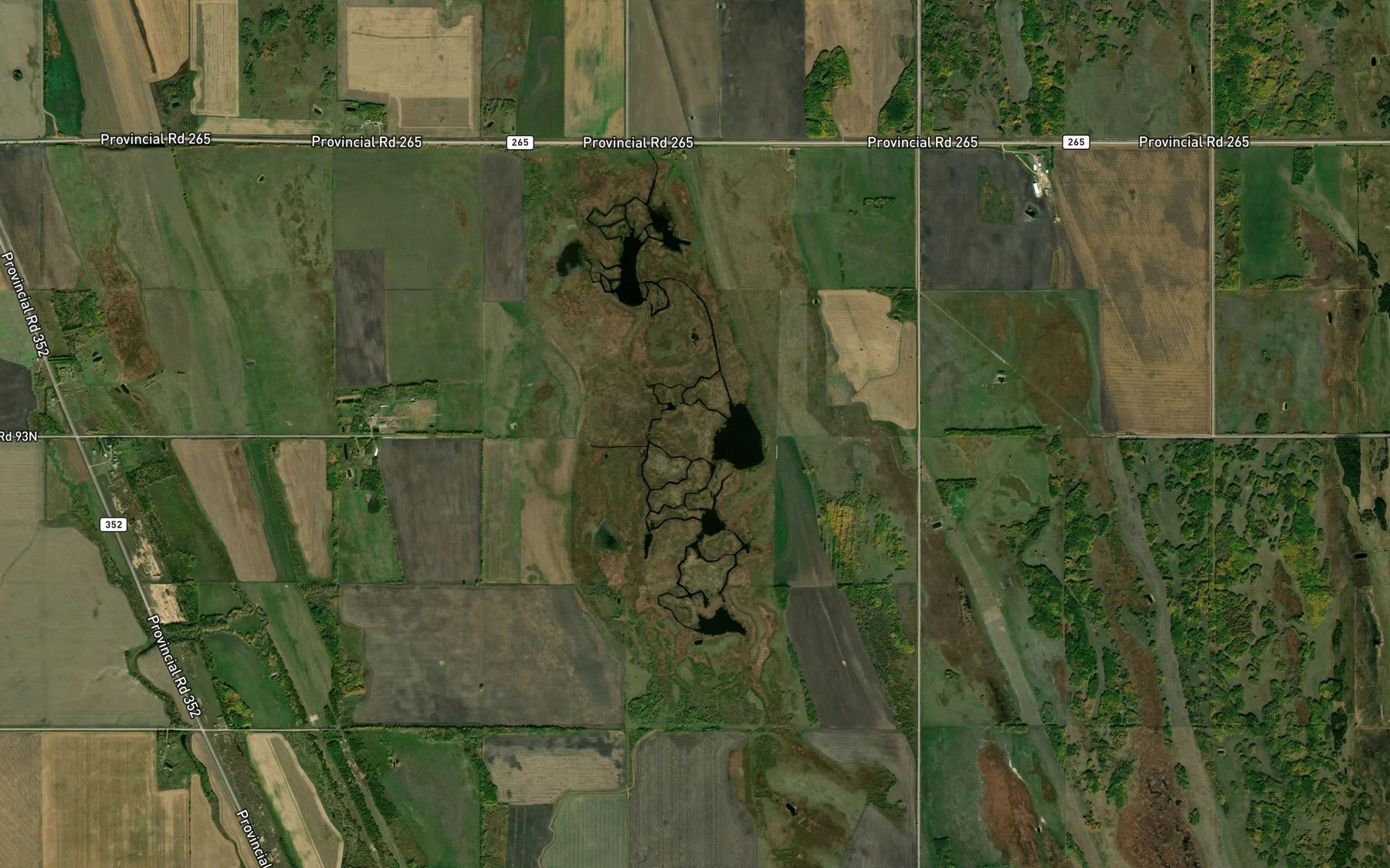 Satellite map of the Roes Lake
