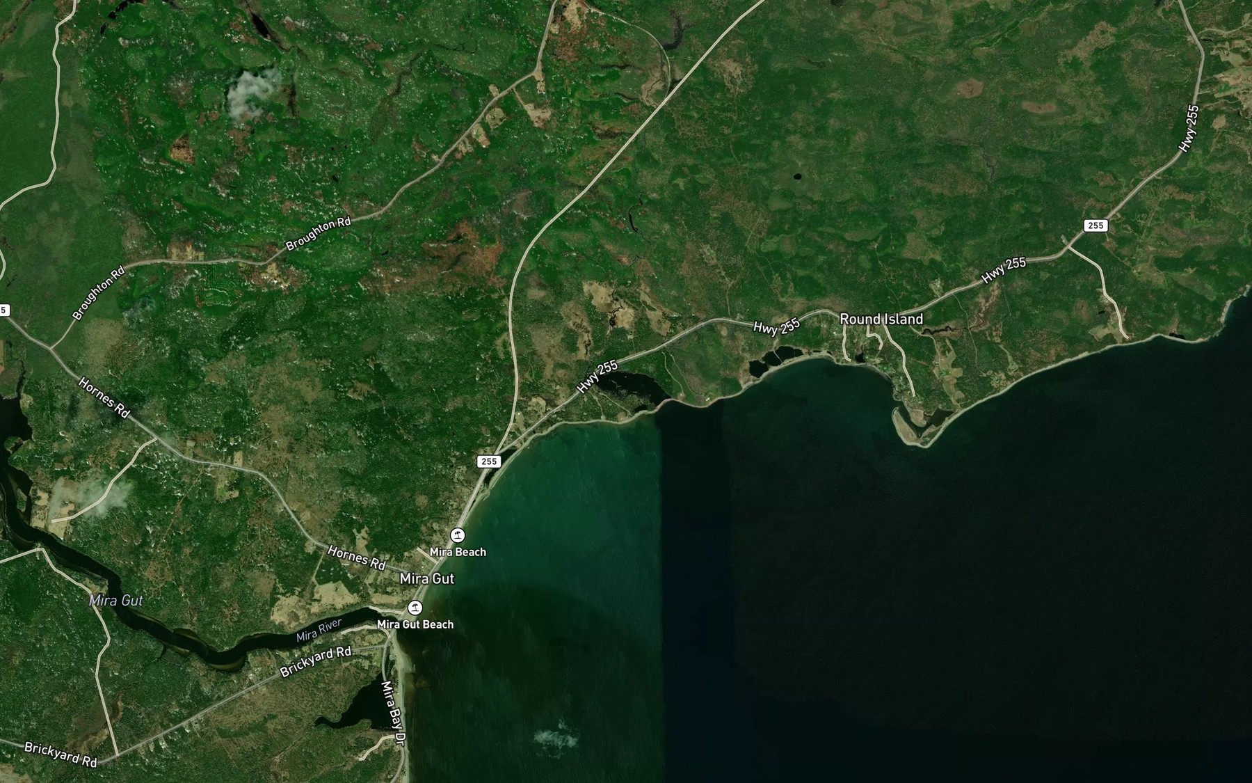Satellite map of the MacVicars Brook