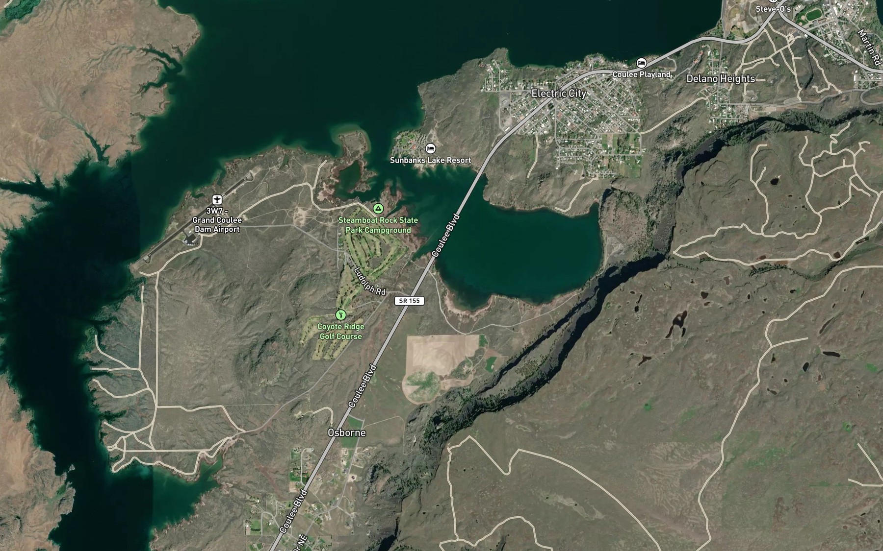 Satellite map of the Osborn Bay Lake