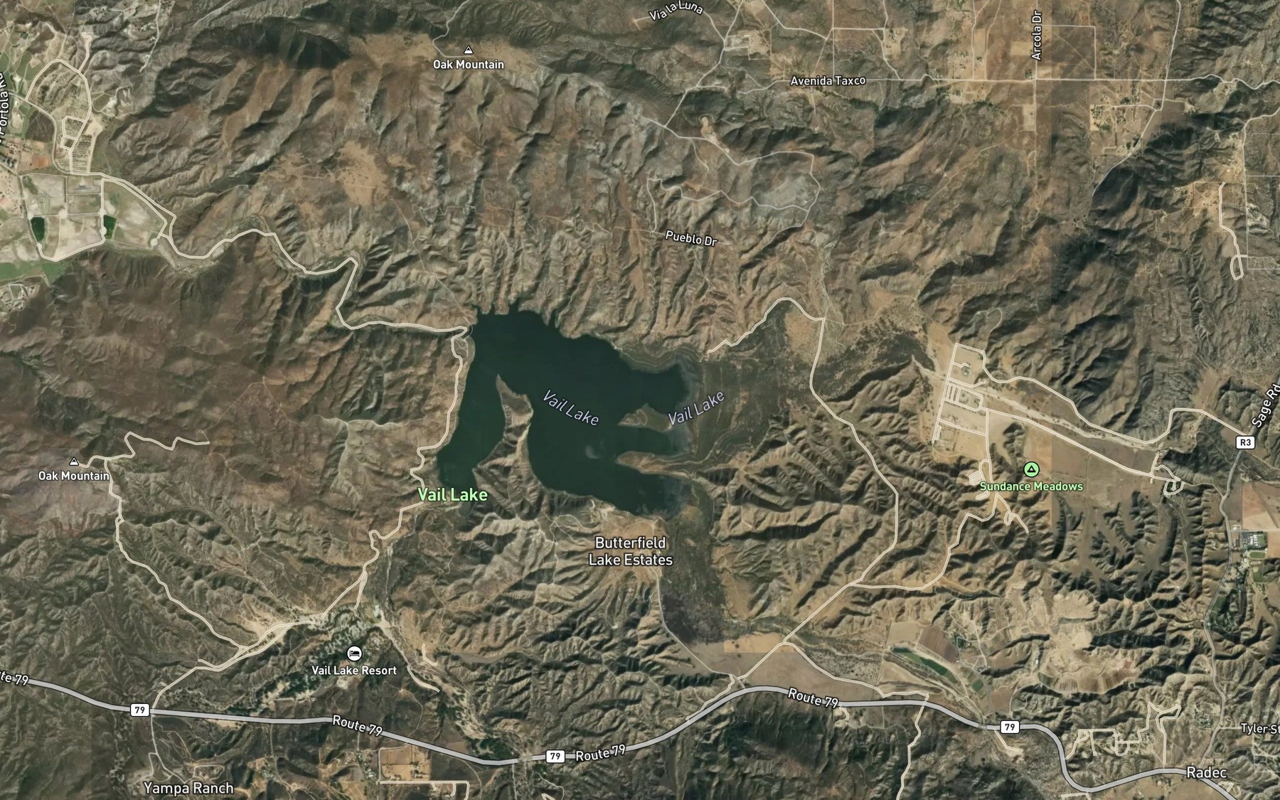 Satellite map of the Wilson Creek