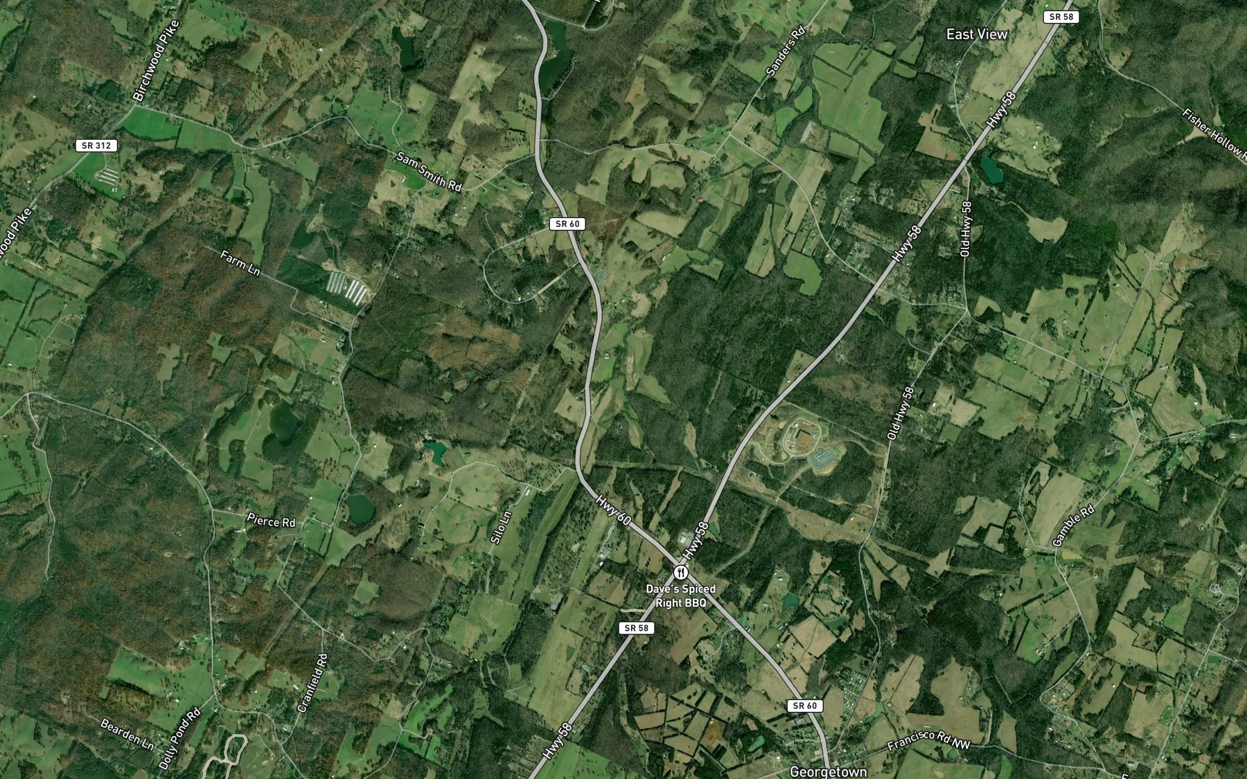 Satellite map of the West Fork Gunstocker Creek