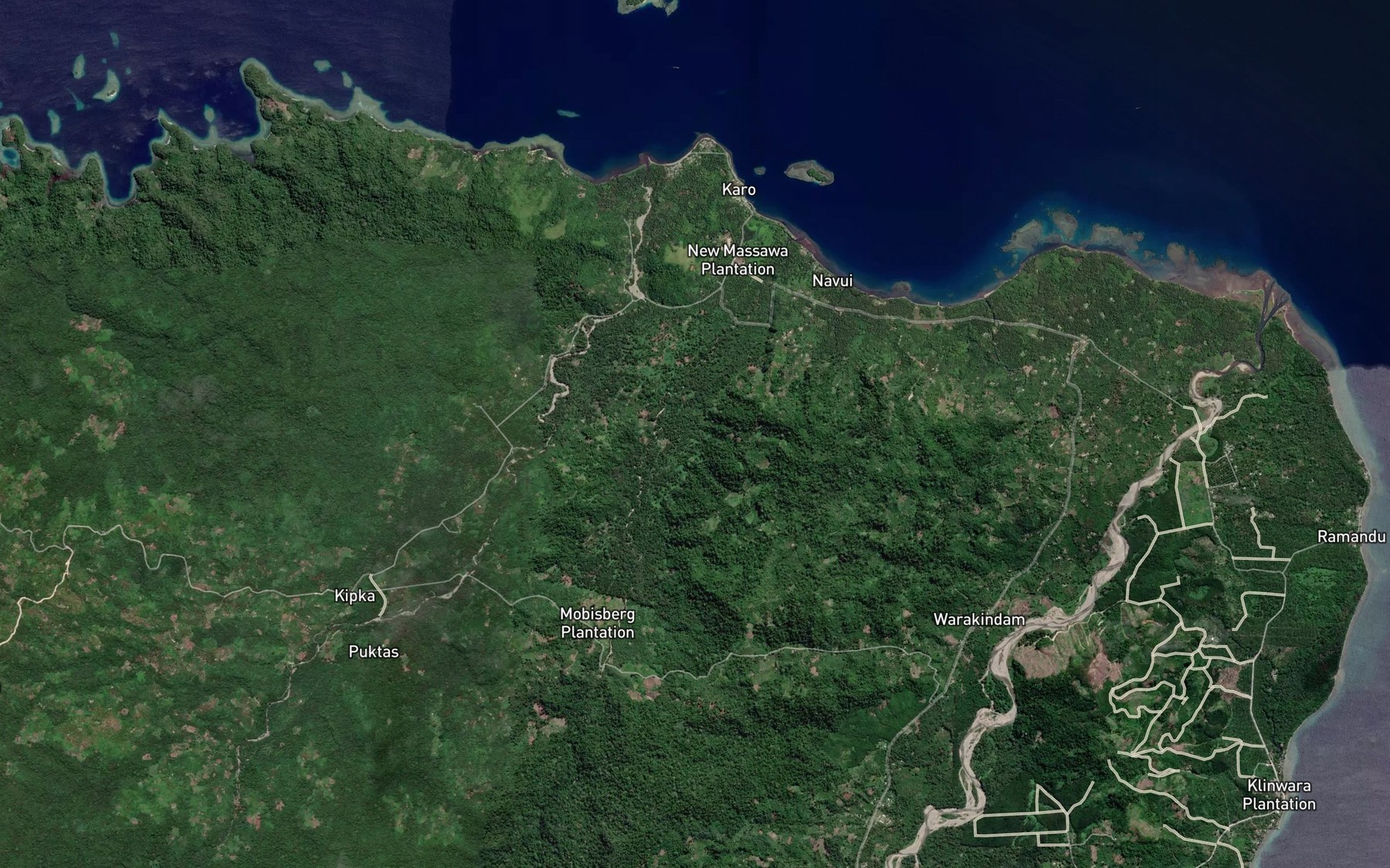 Satellite map of the Rangos River
