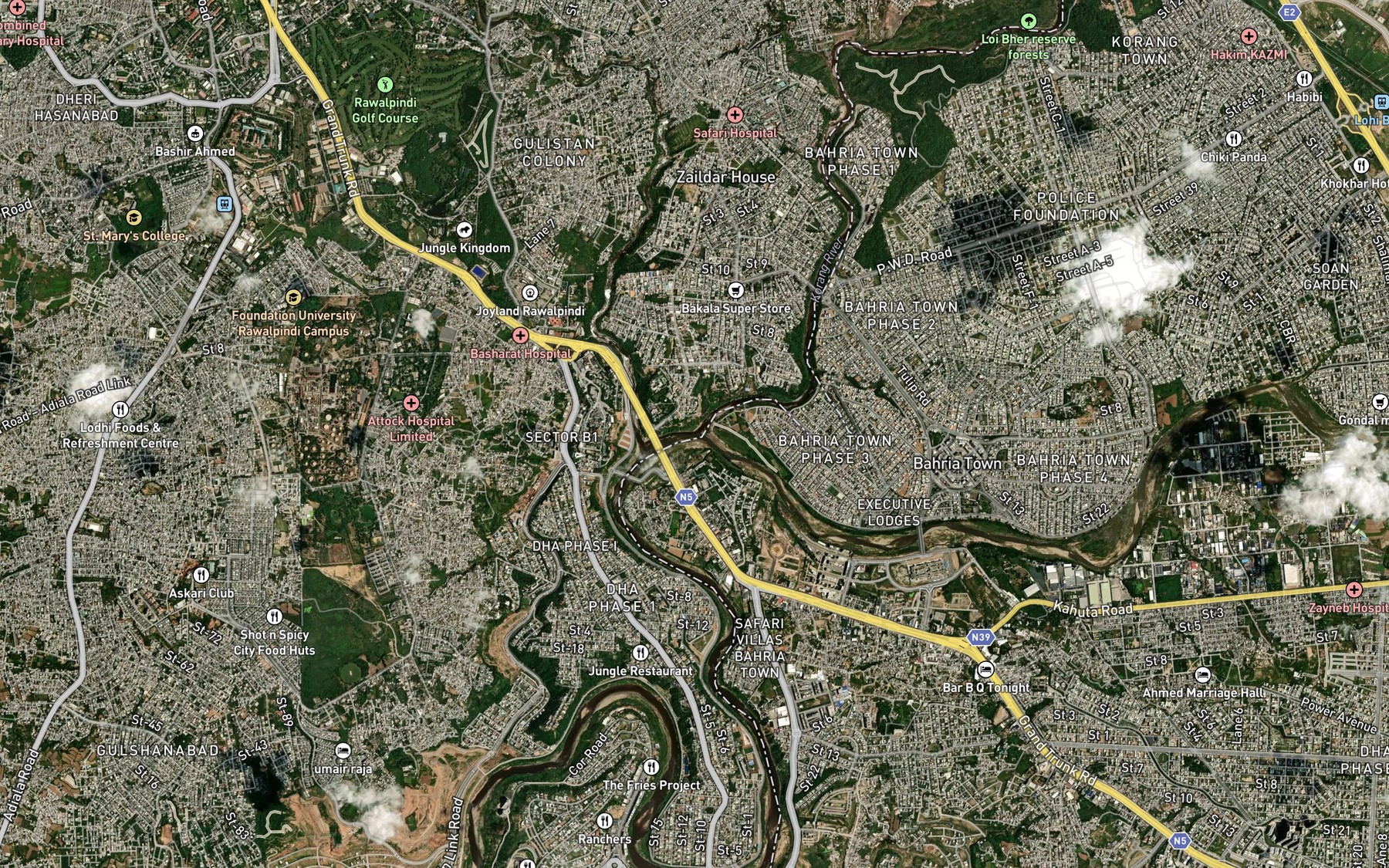 Satellite map of the Kurang River