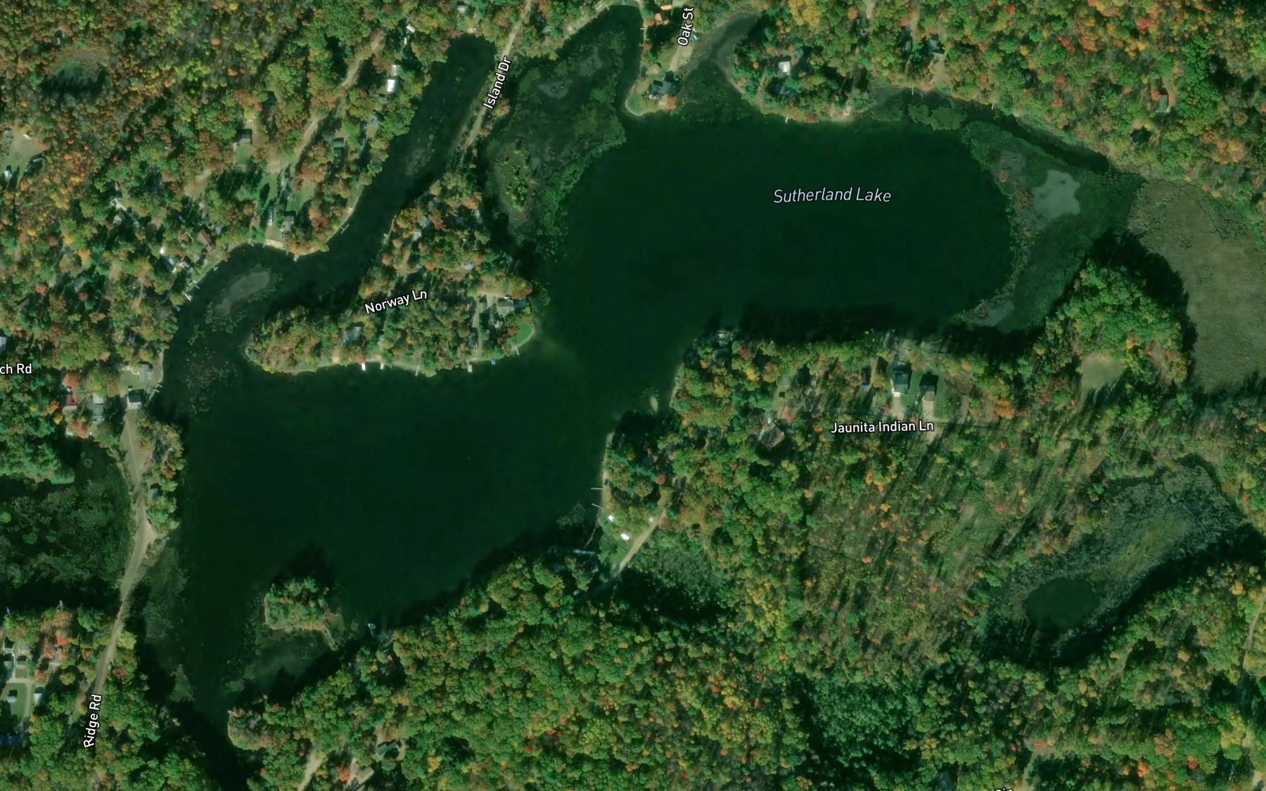 Satellite map of the Sutherland Lake