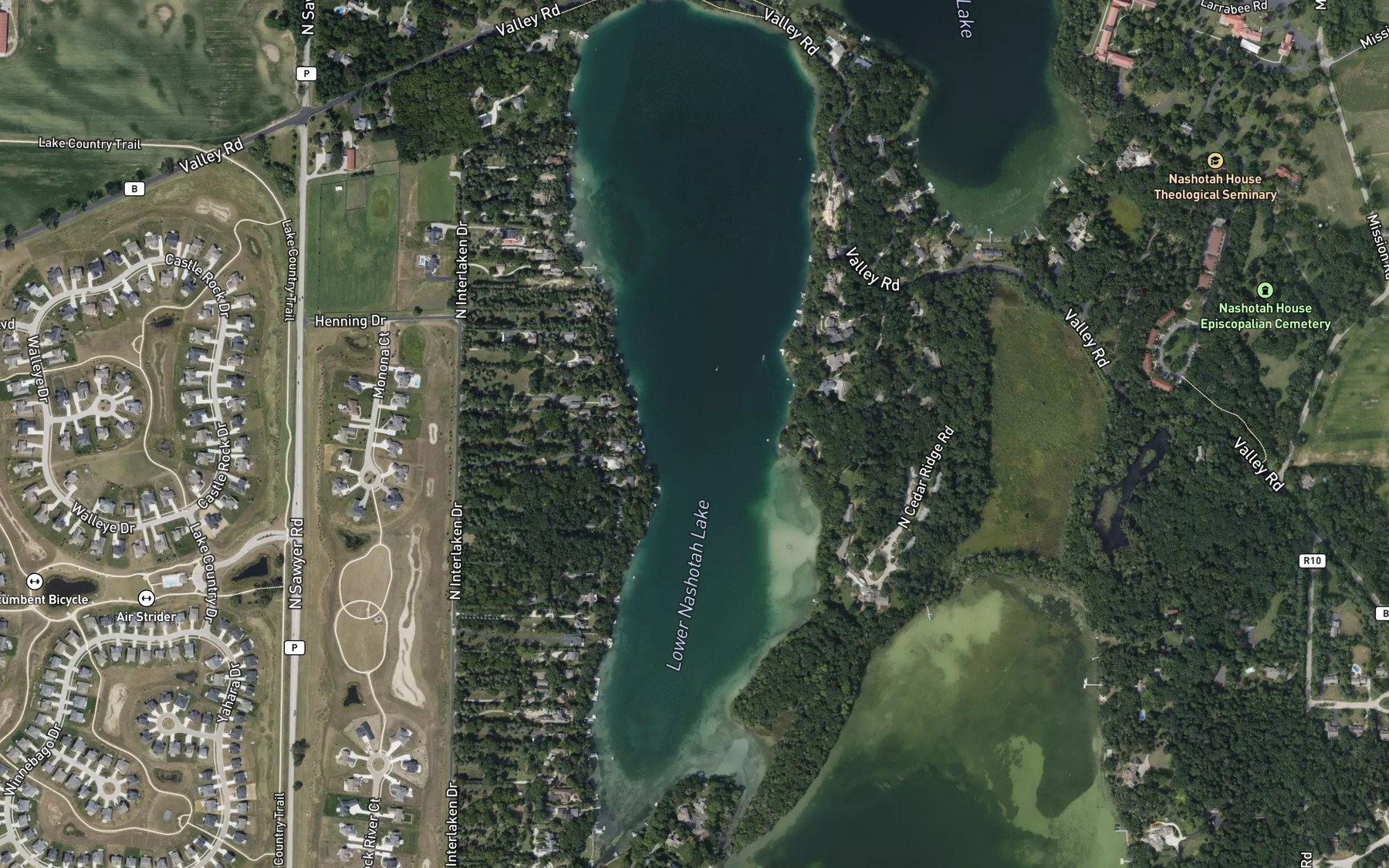 Satellite map of the Lower Nashotah Lake