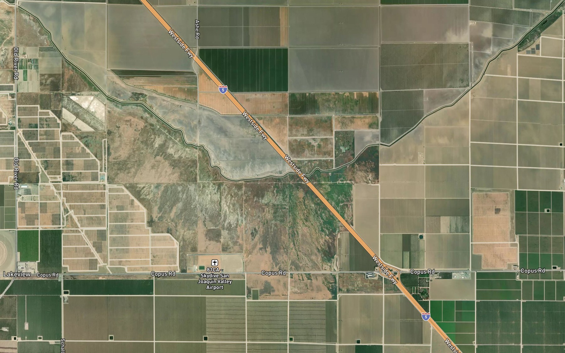 Satellite map of the New Rim Ditch
