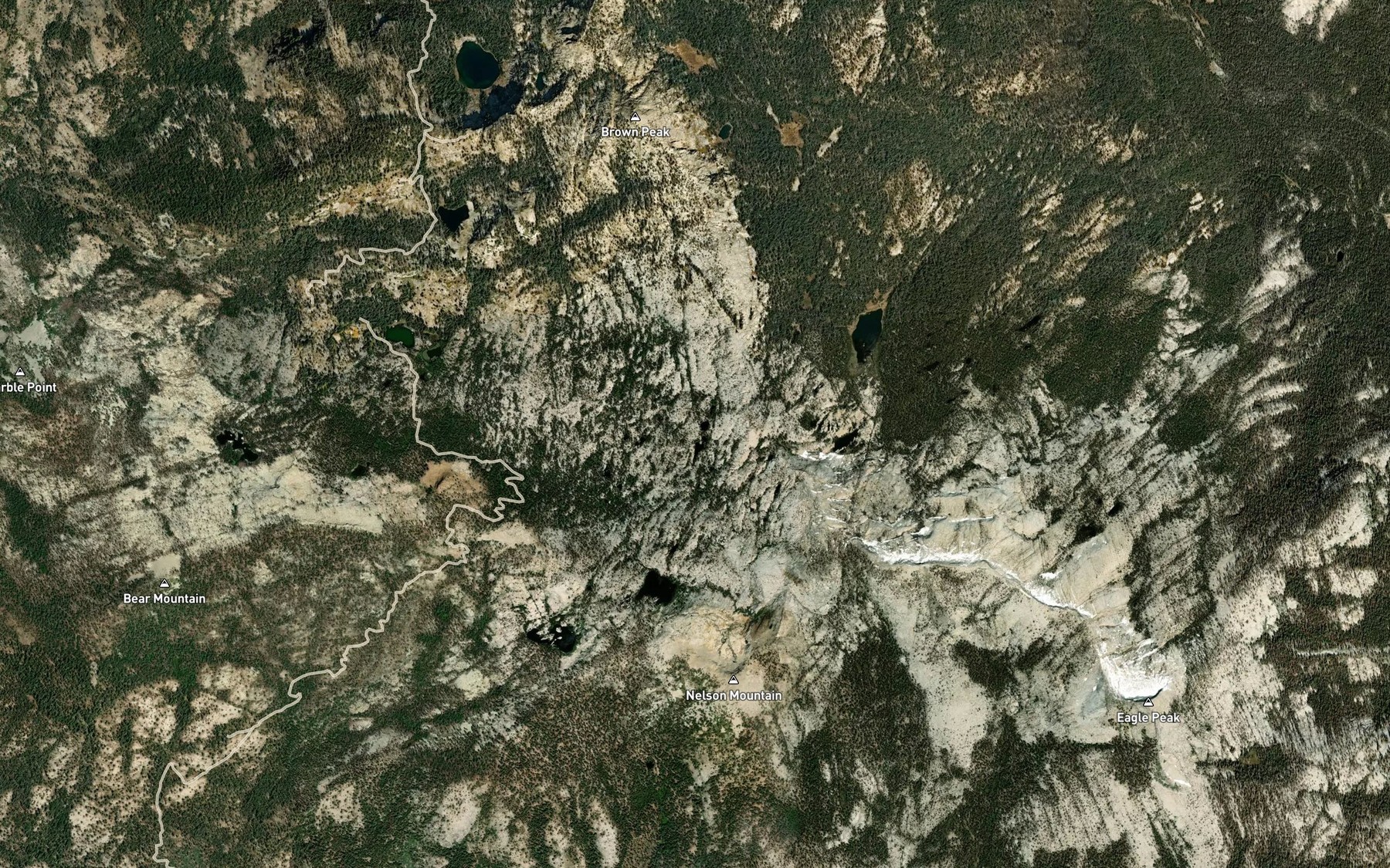 Satellite map of the Chinquapin Lakes