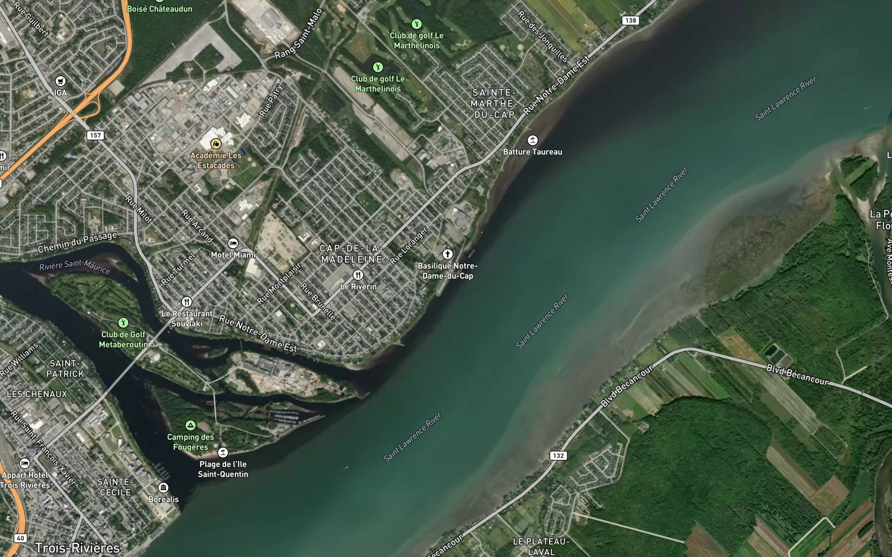 Satellite map of the Ruisseau Guilbeault-Caron