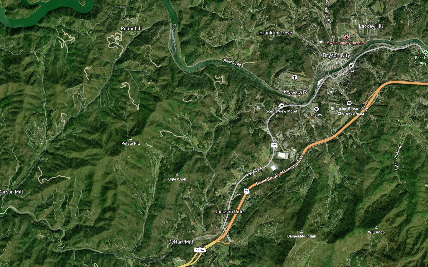 Satellite map of the Gibby Branch