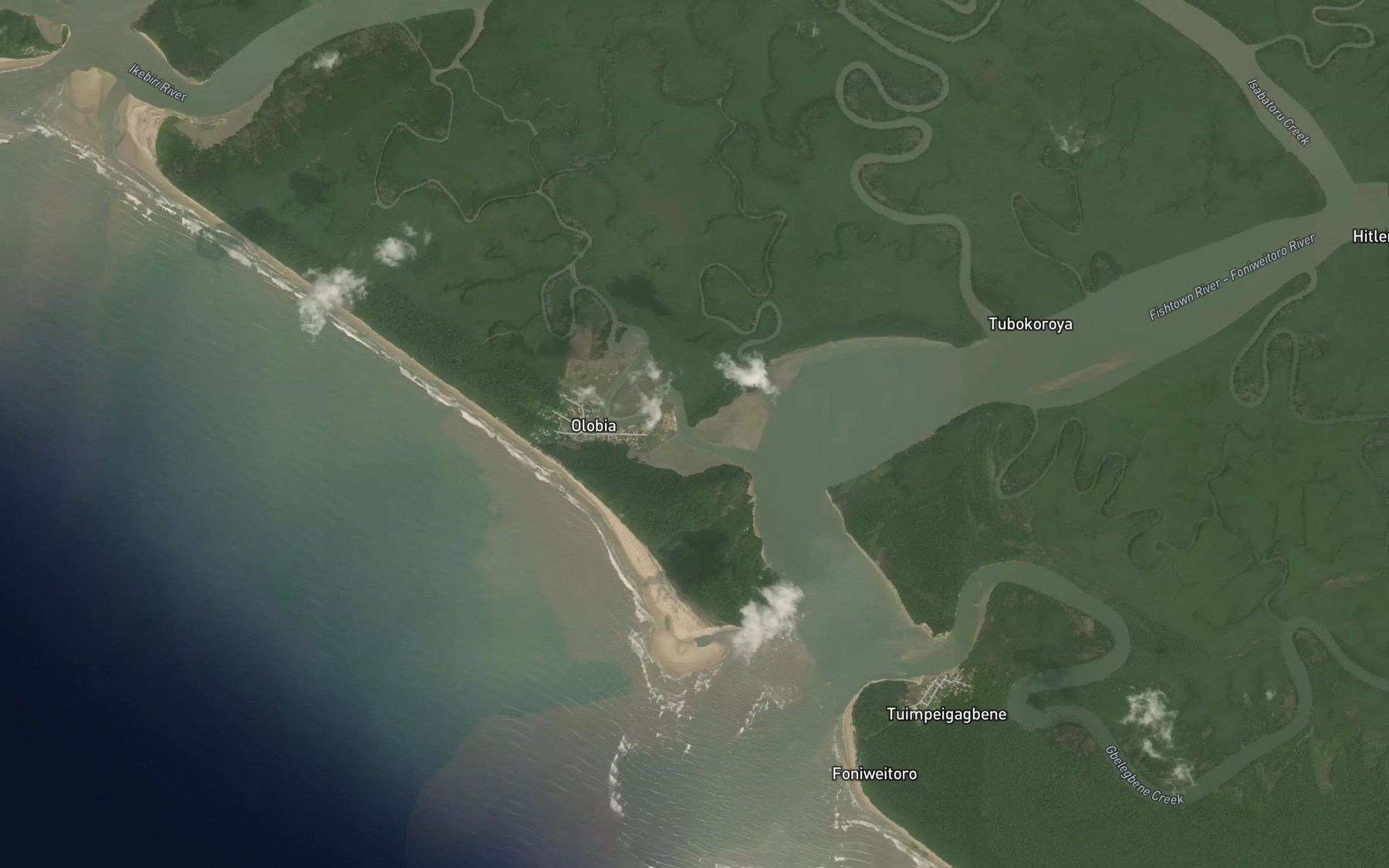 Satellite map of the Eleubuku Creek