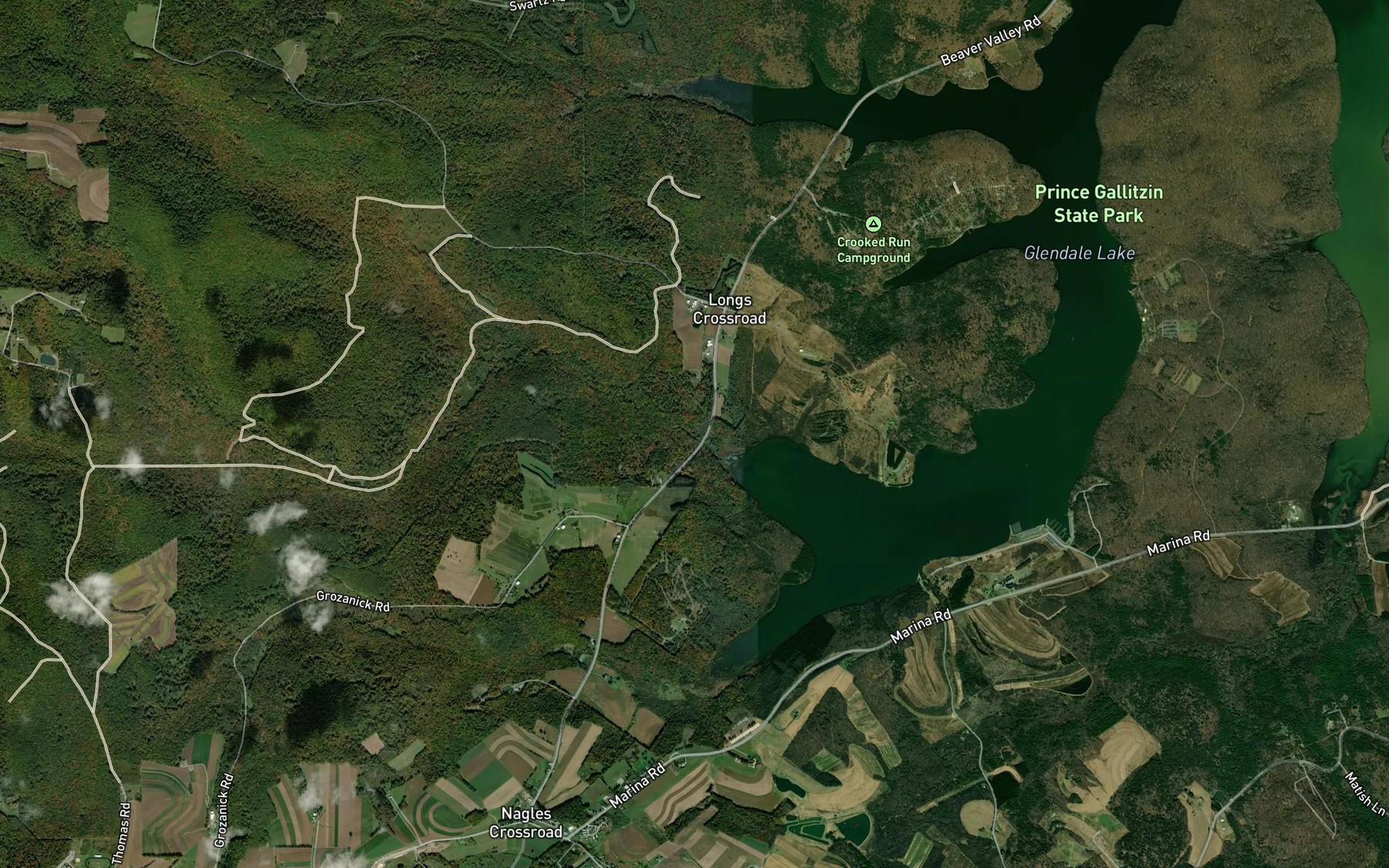 Satellite map of the Killbuck Run