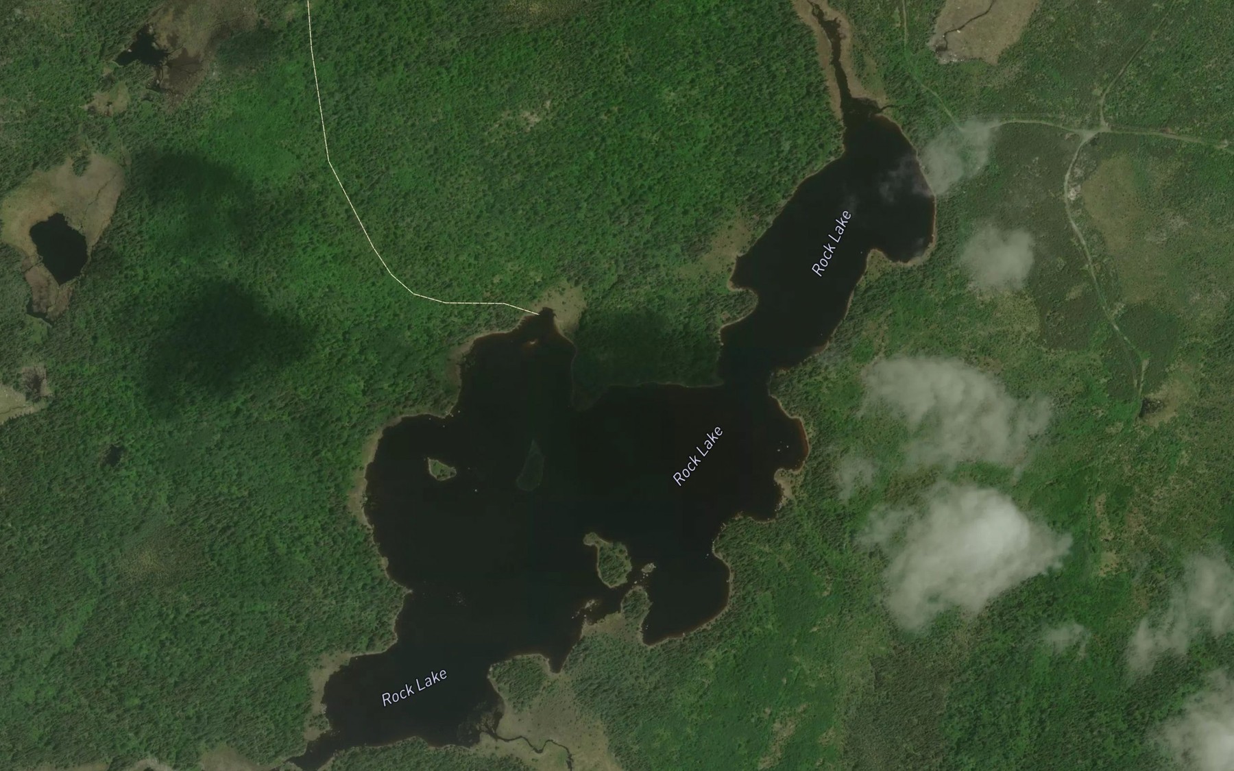 Satellite map of the Rock Lake