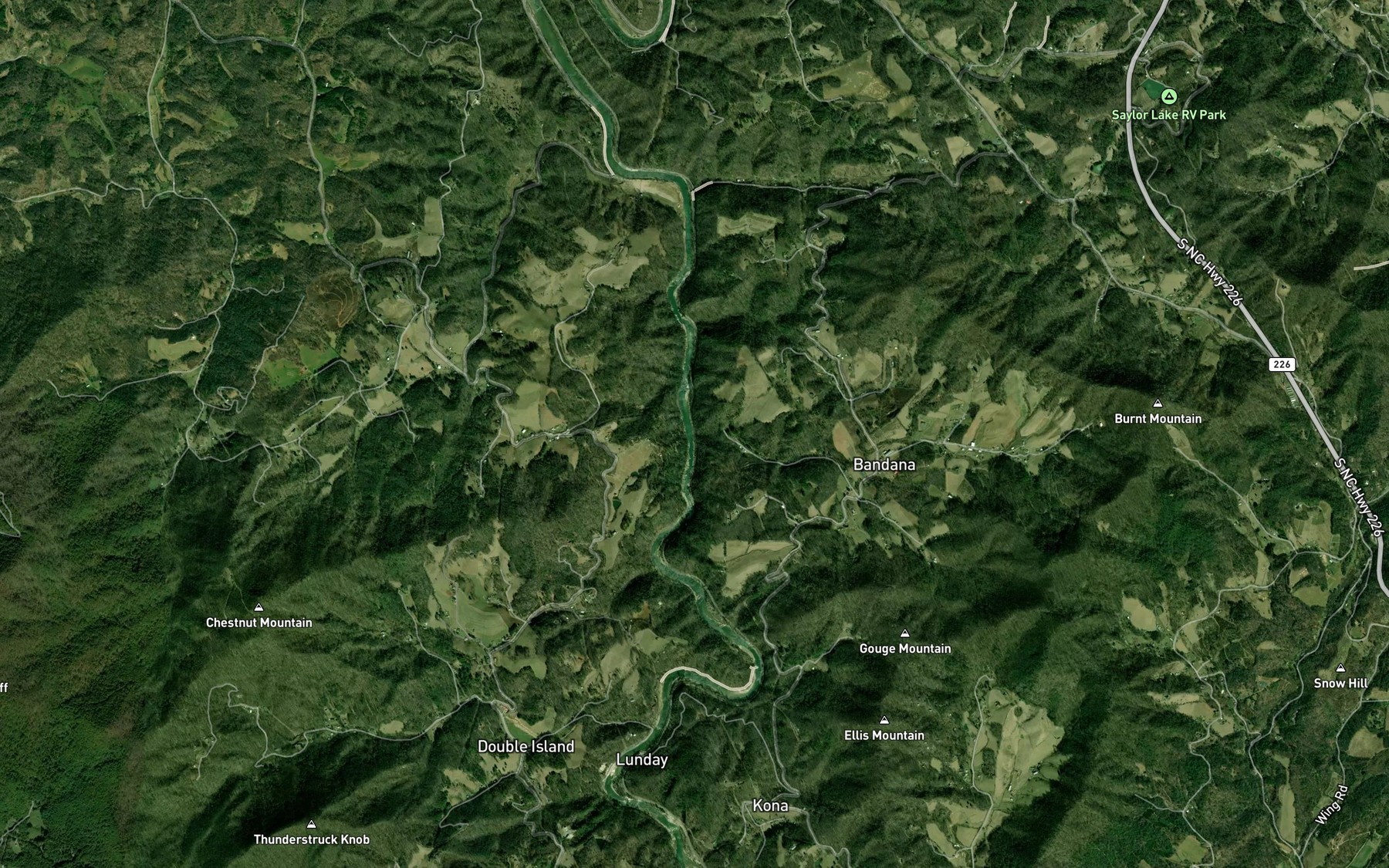 Satellite map of the Gouge Branch