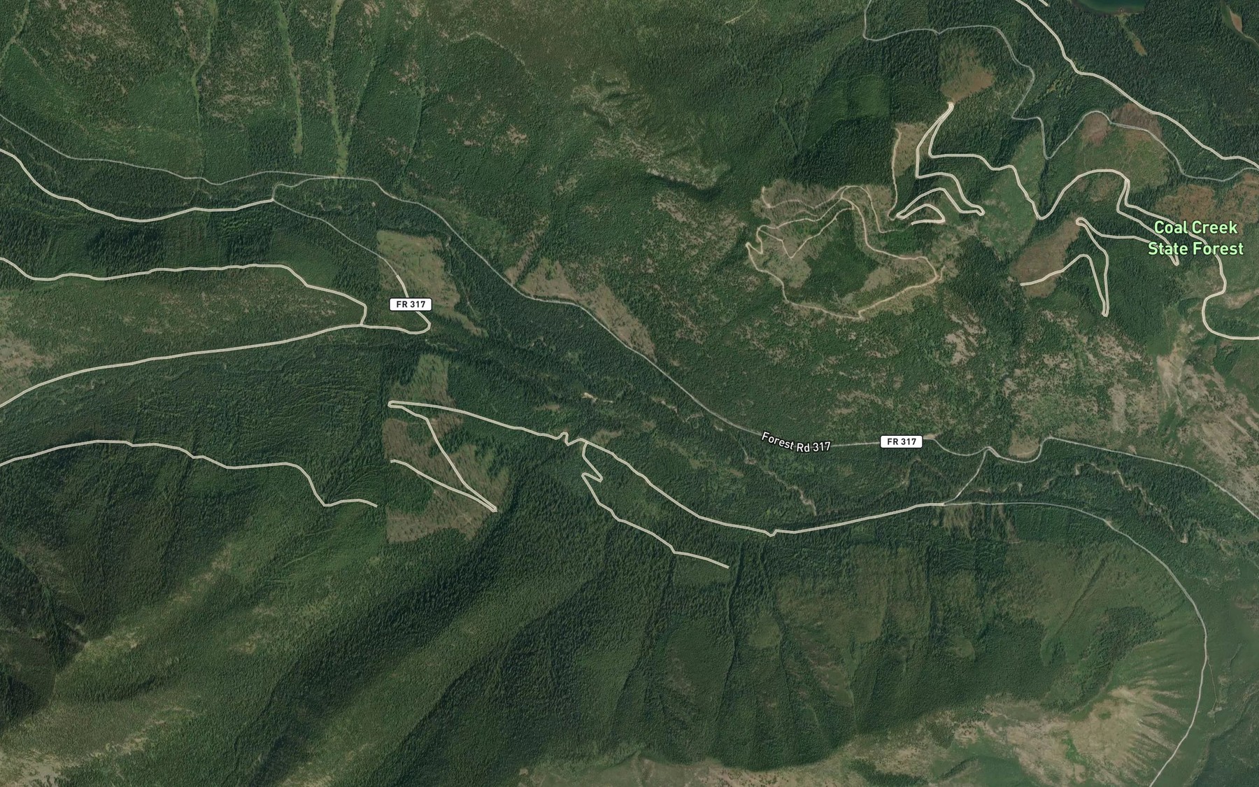 Satellite map of the South Fork Coal Creek