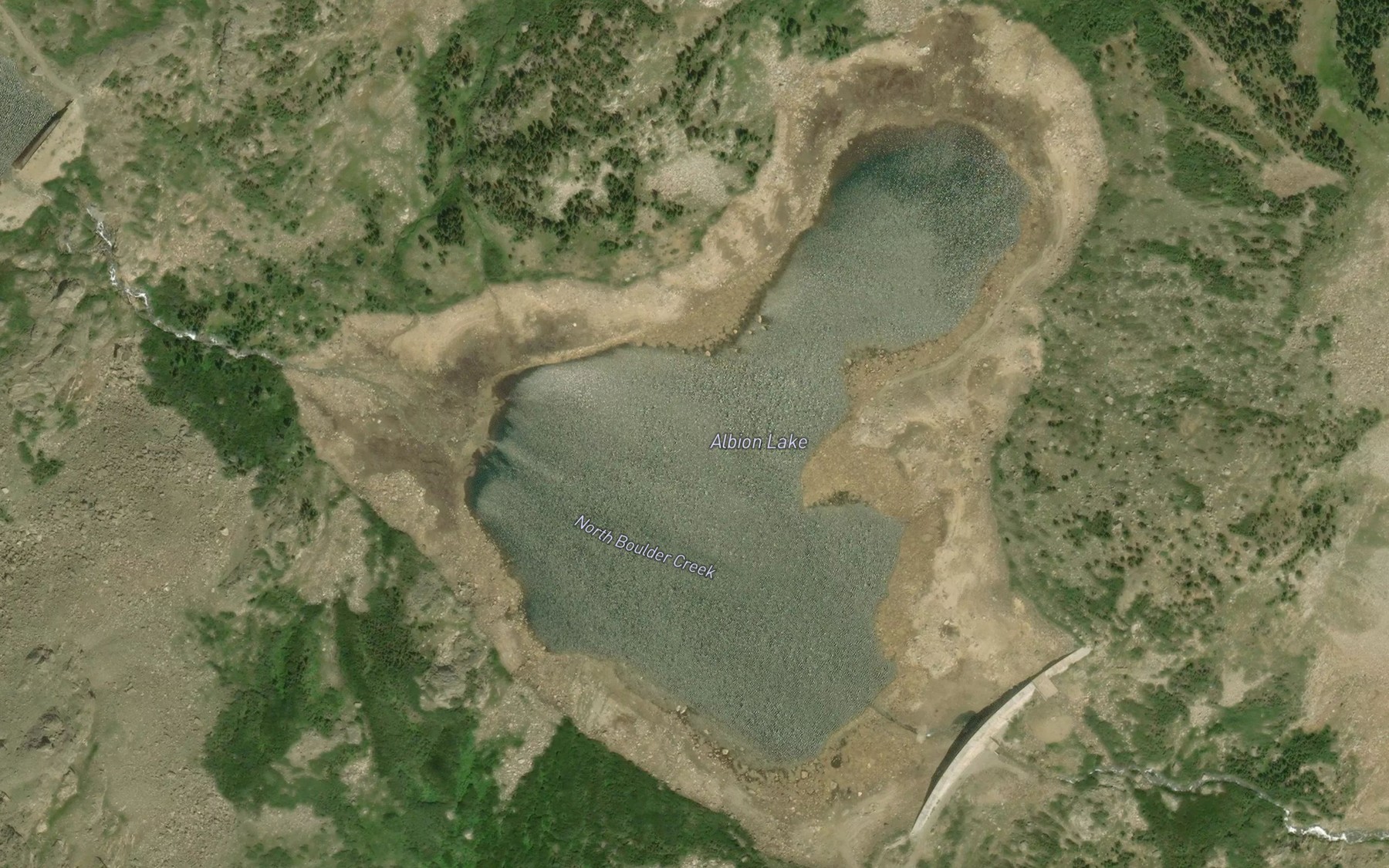 Satellite map of the Albion Lake
