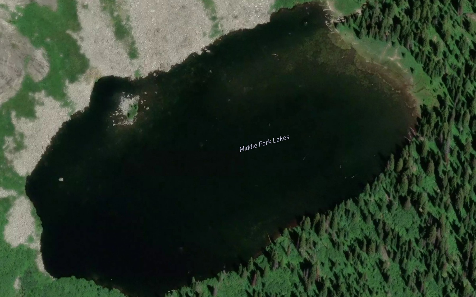 Satellite map of the Middle Fork Lakes