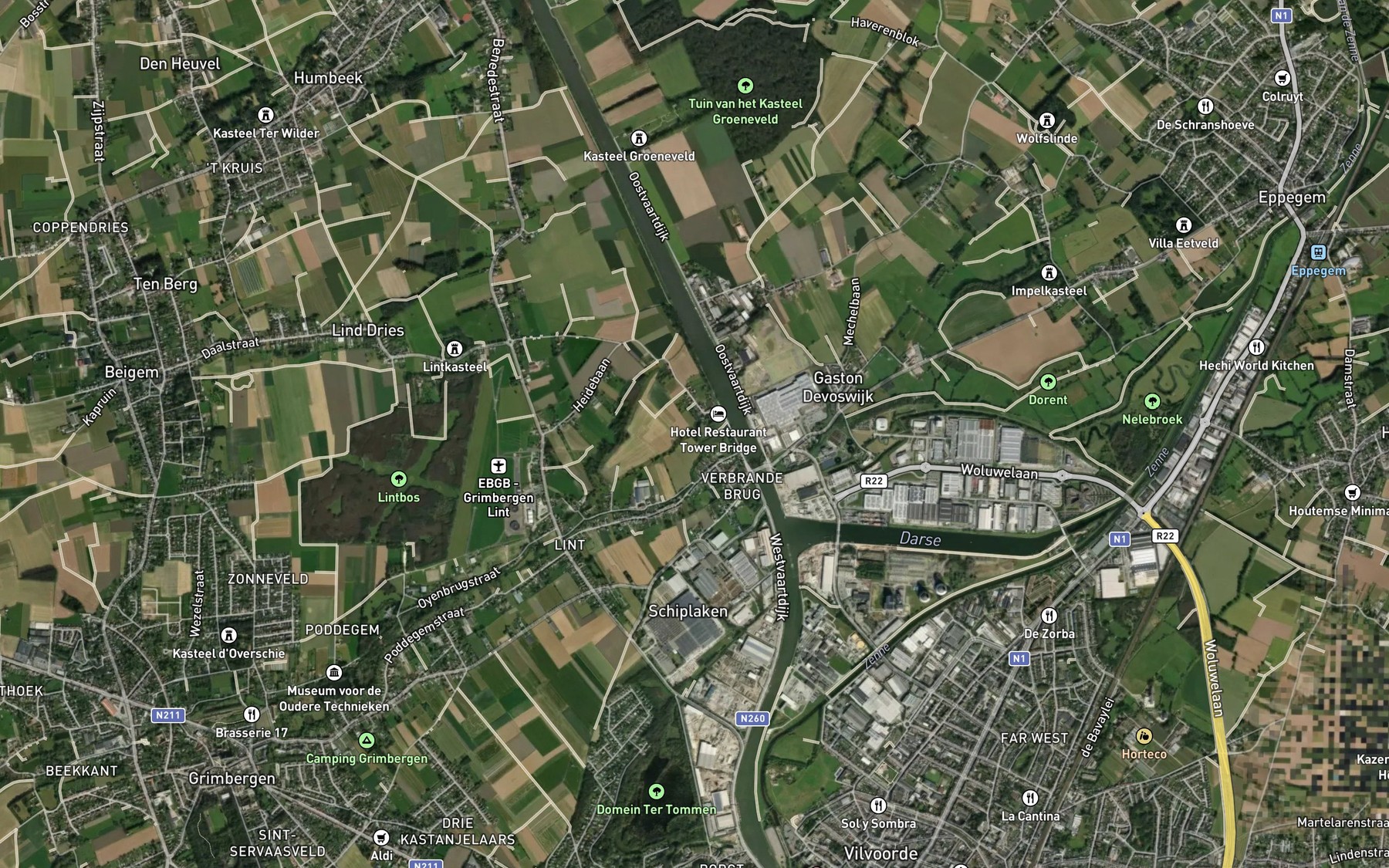 Satellite map of the Kelkebeek