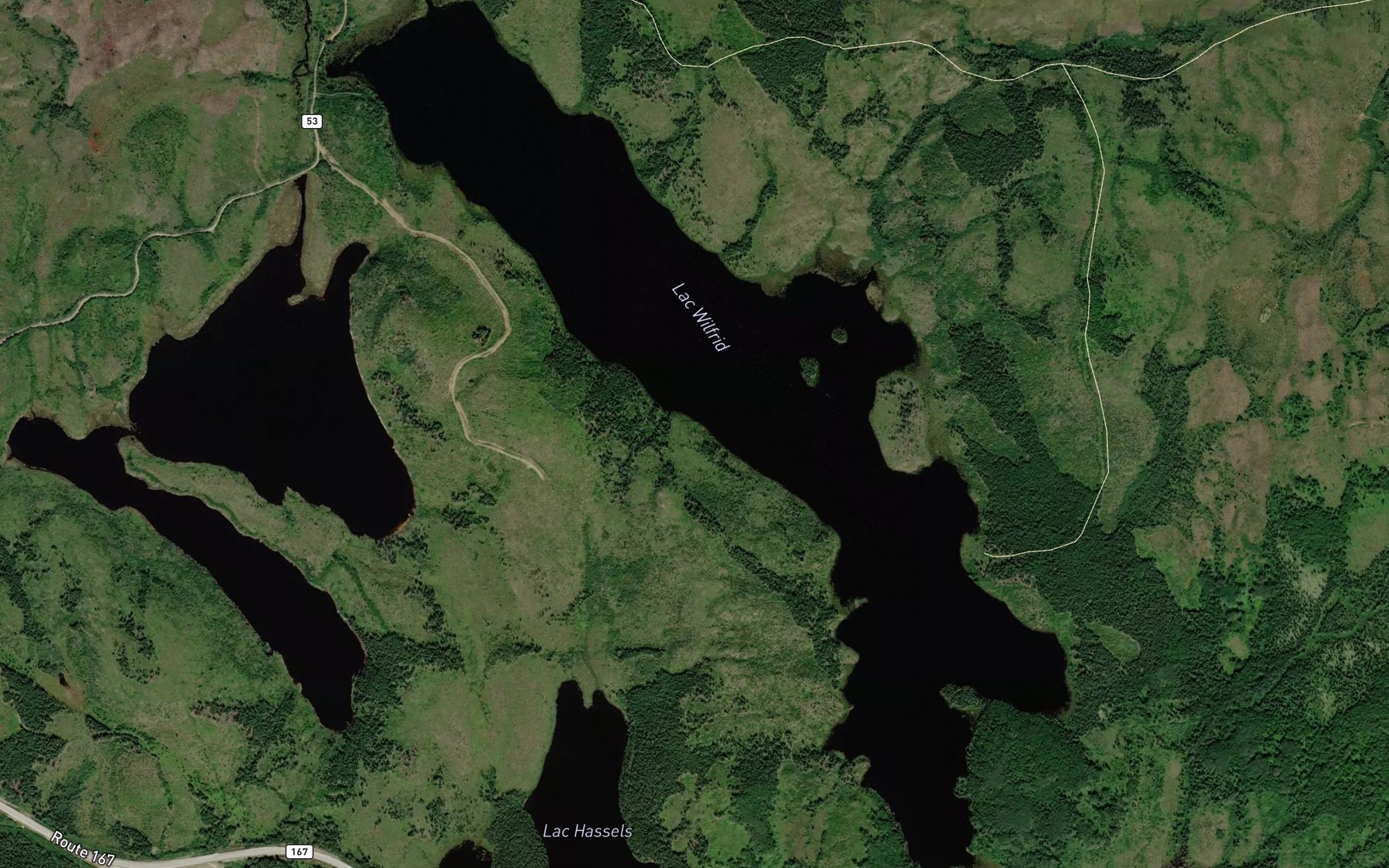 Satellite map of the Lac Wilfrid
