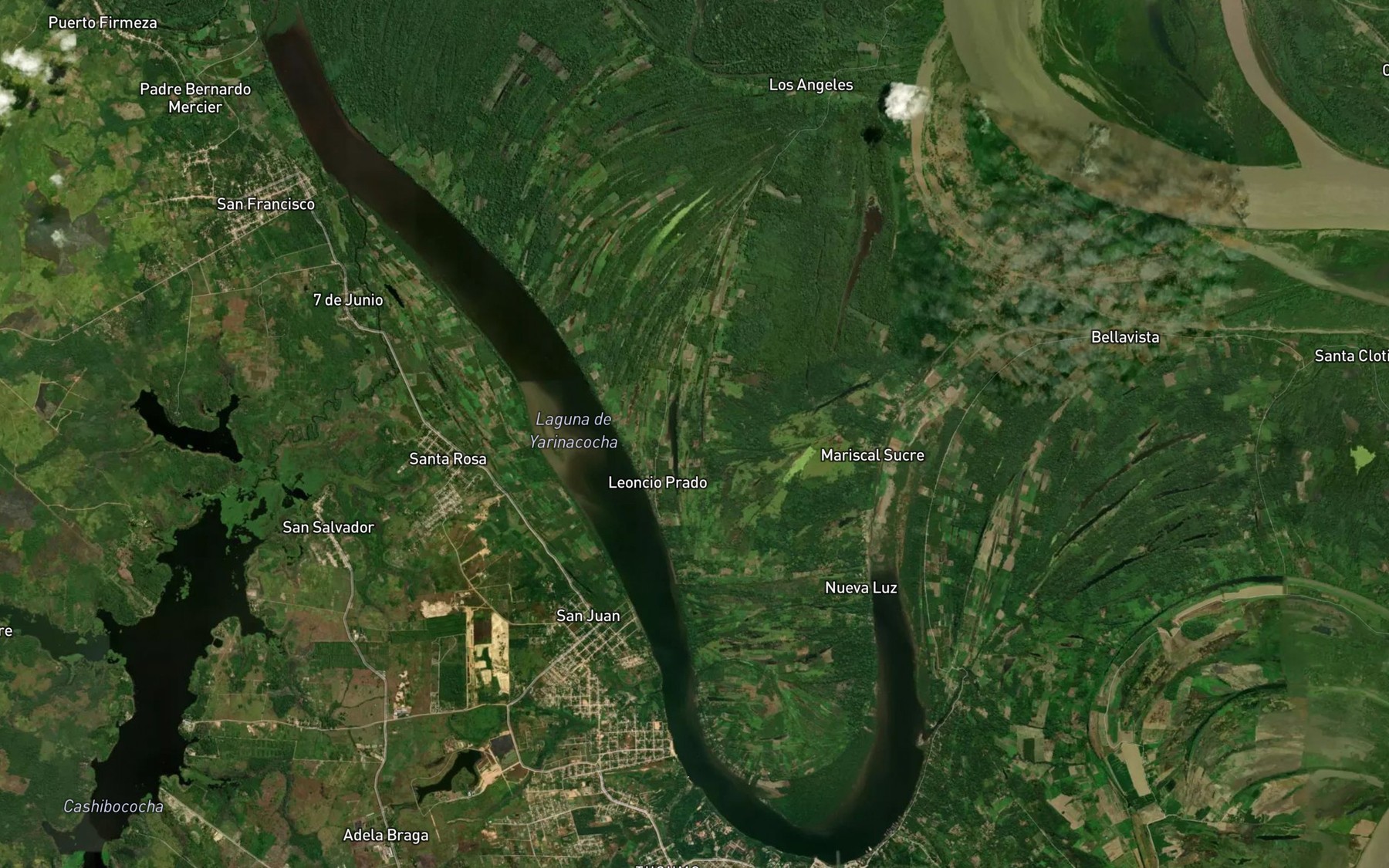 Satellite map of the Laguna Yarinacocha