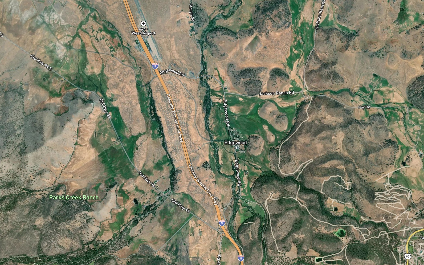 Satellite map of the Beaughton Creek