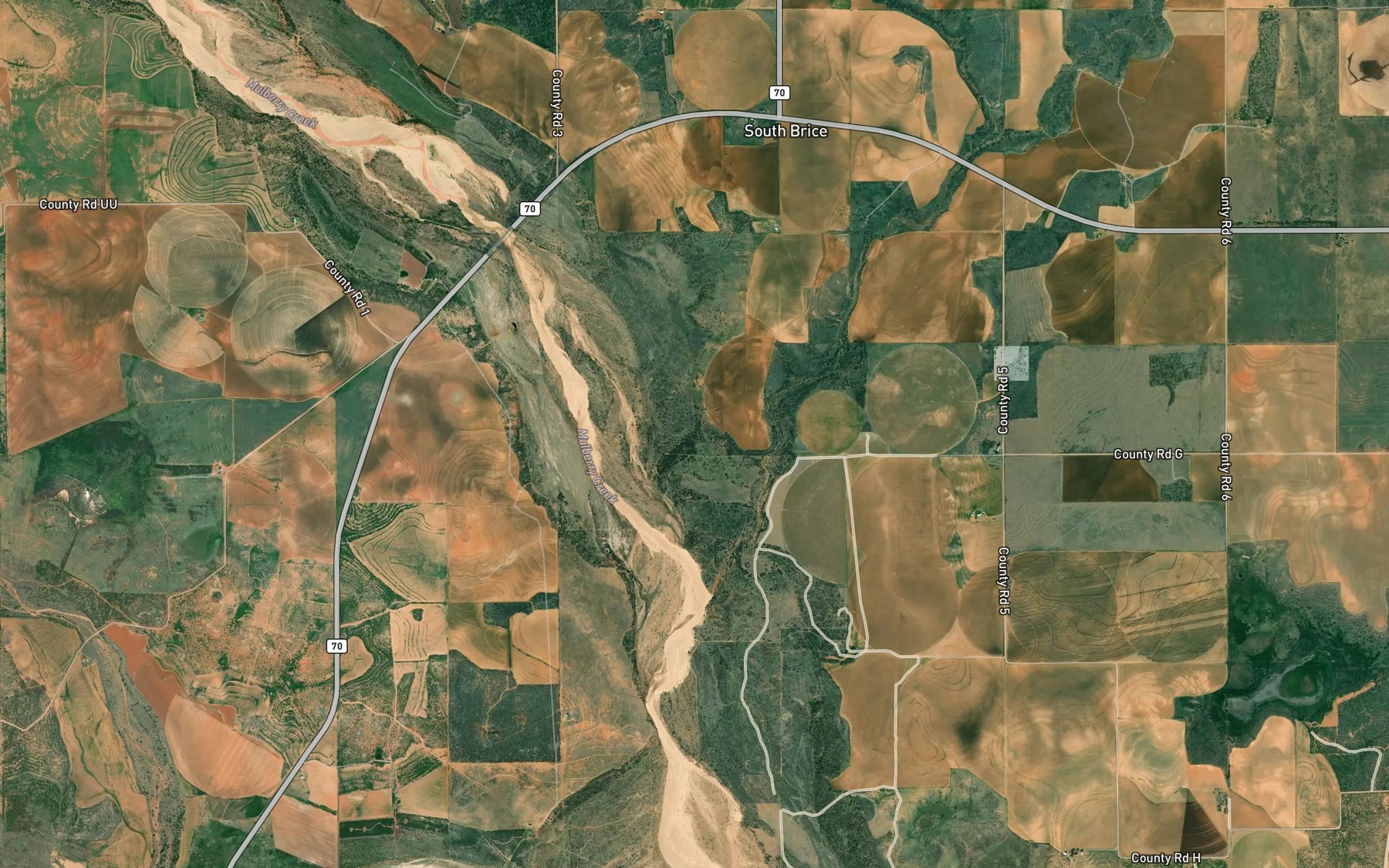 Satellite map of the Brushy Creek