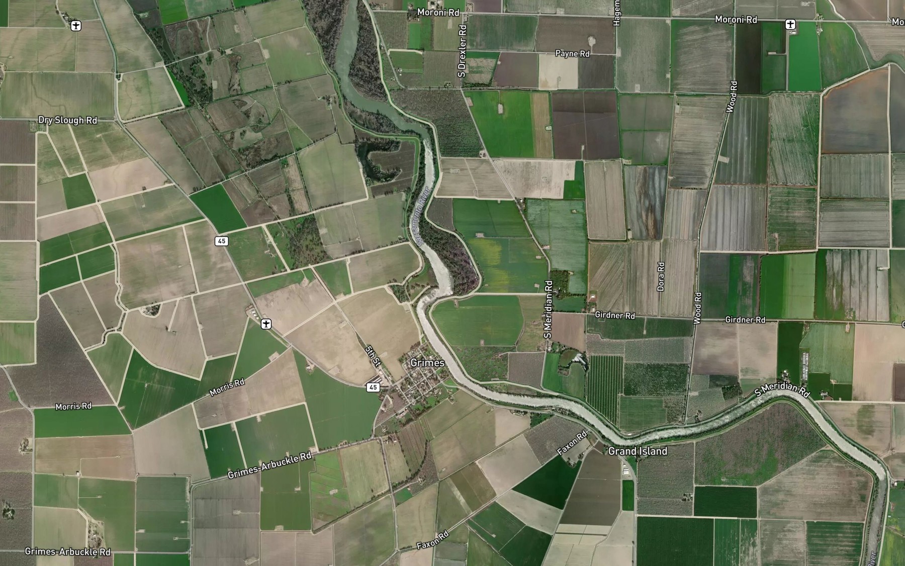 Satellite map of the Girdner Bend