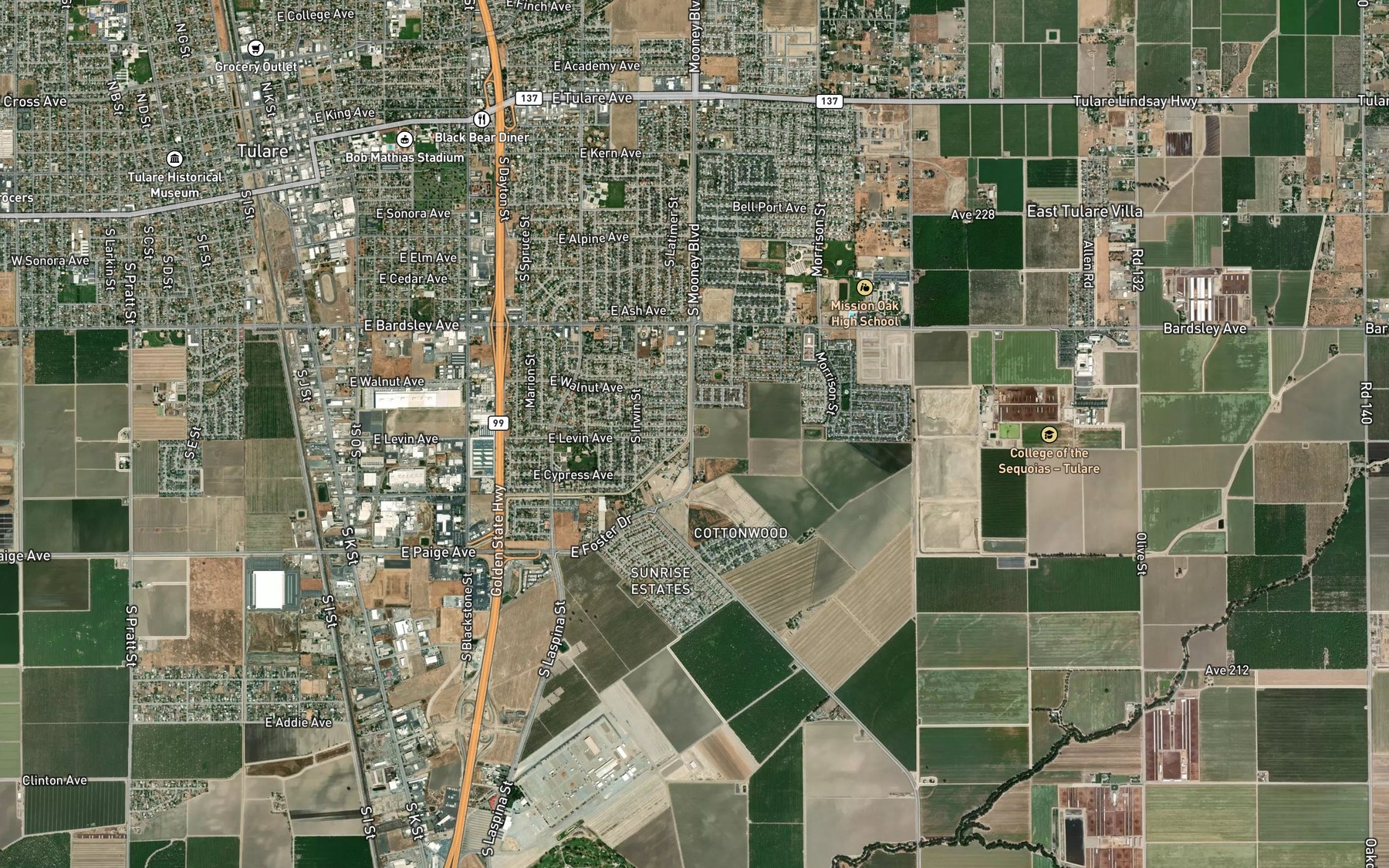 Satellite map of the Tulare Canal