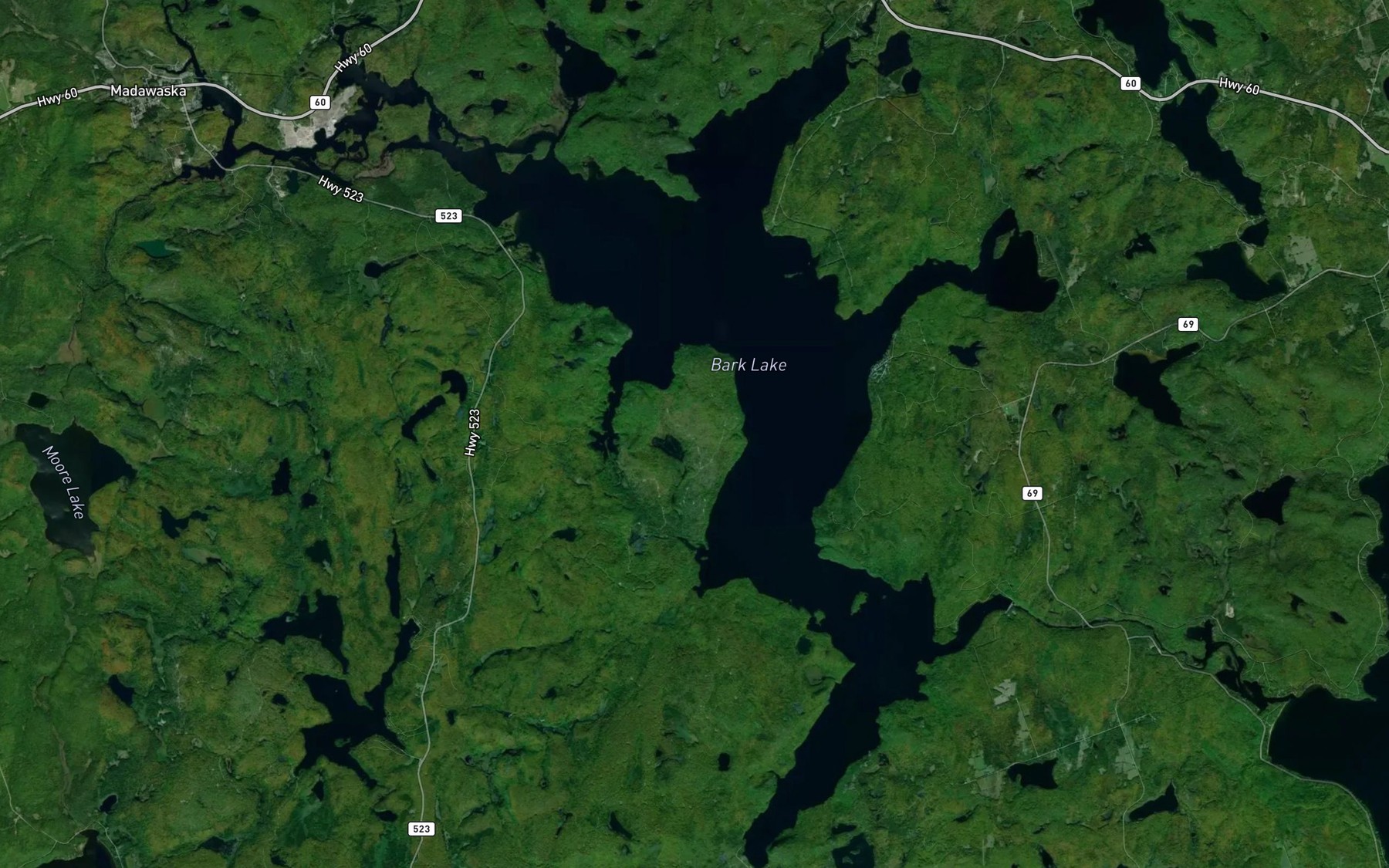 Satellite map of the Bark Lake